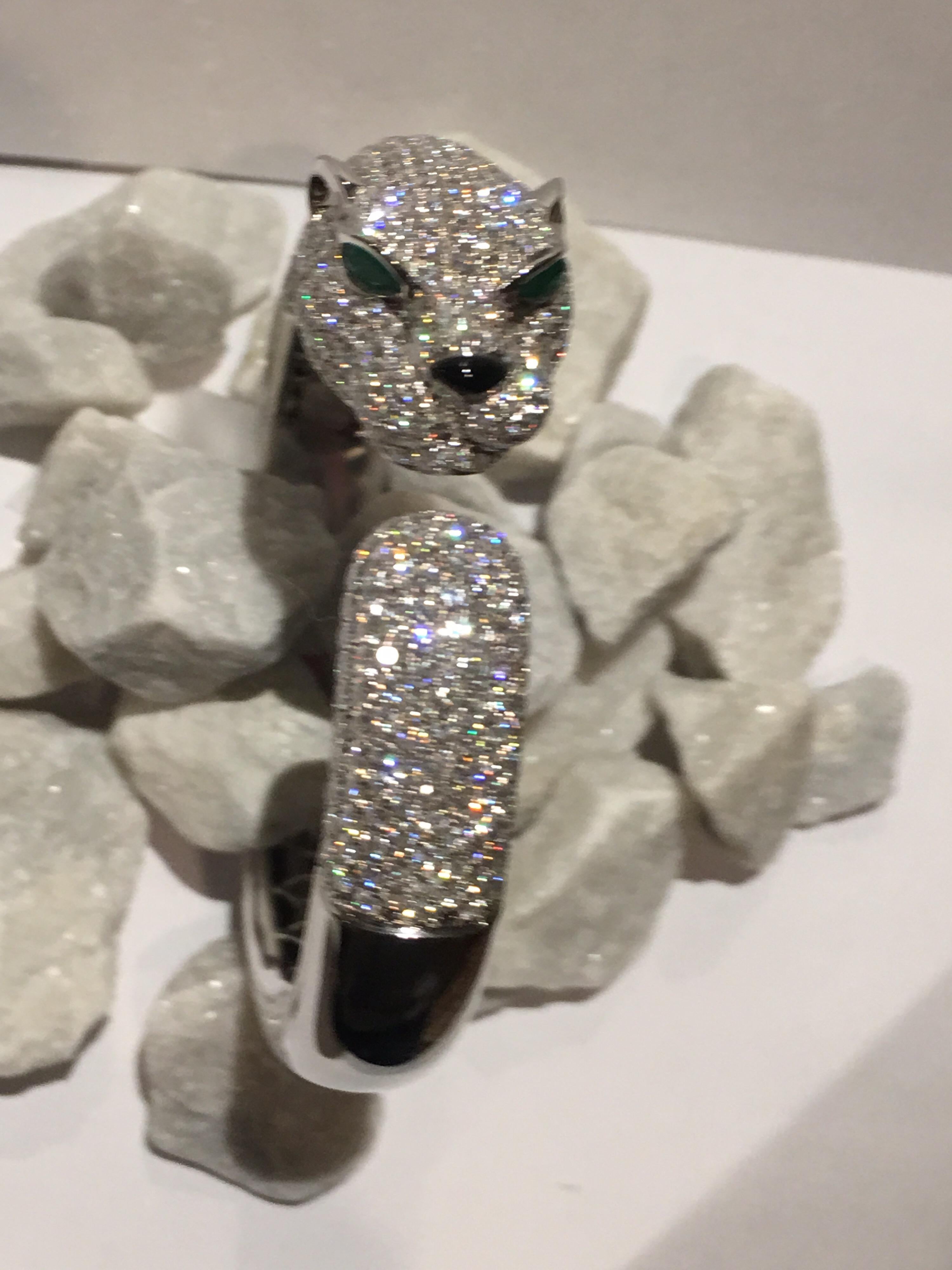 Contemporary Panther Diamond Bangle Bracelet