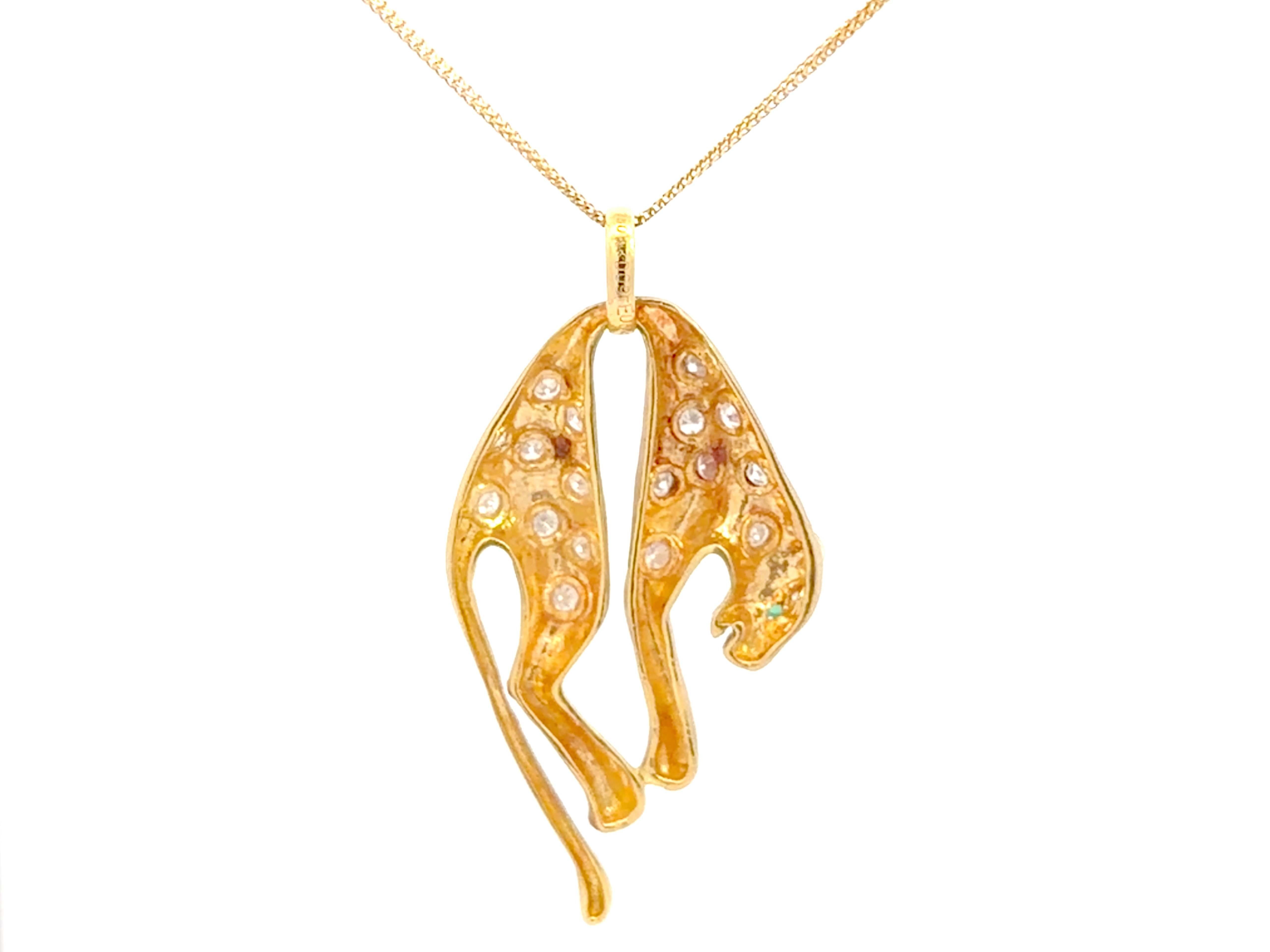 Collier Panthère Diamant Oeil d'Emeraude Or Jaune 18k en vente 6
