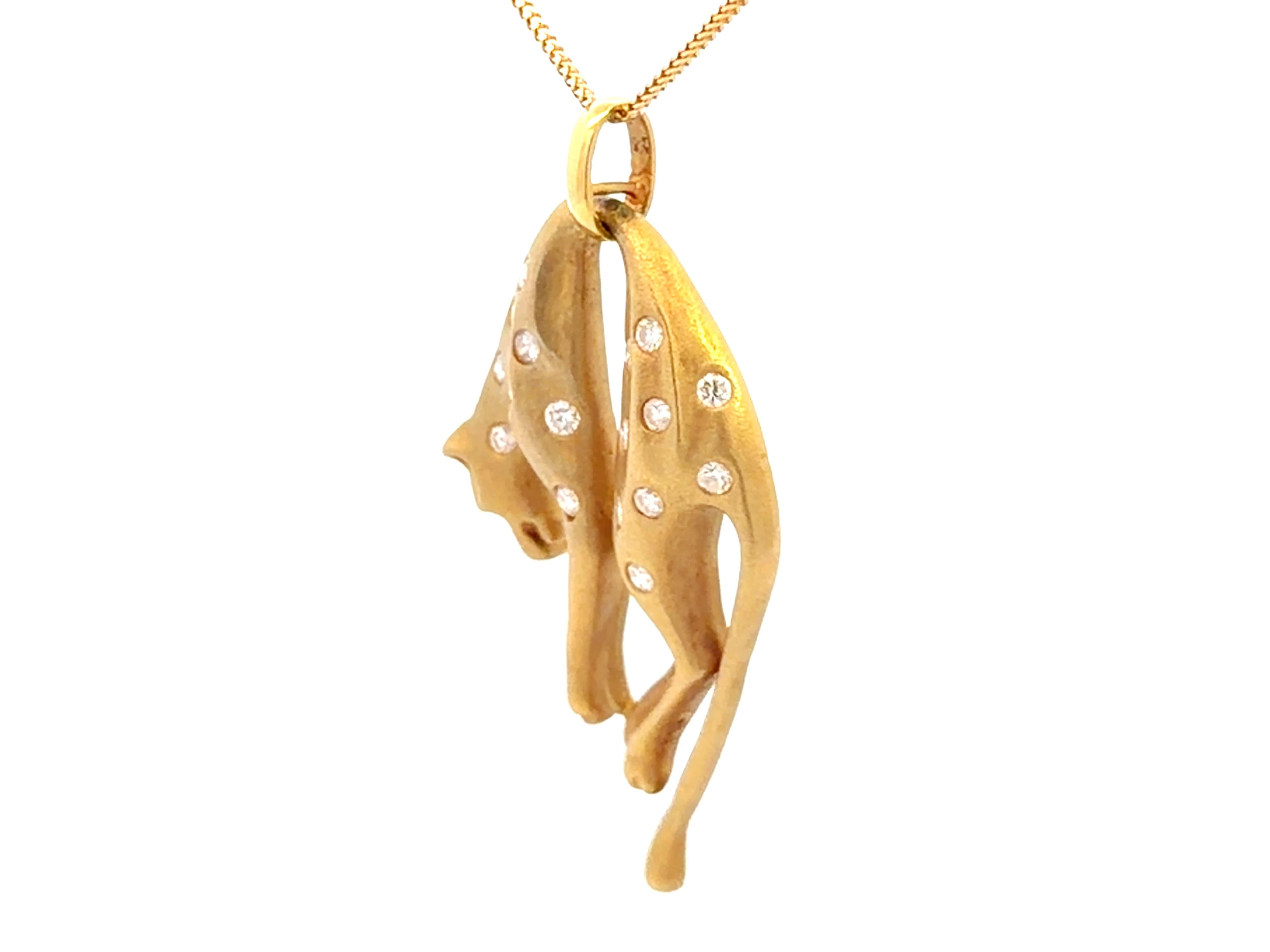 Collier Panthère Diamant Oeil d'Emeraude Or Jaune 18k en vente 3