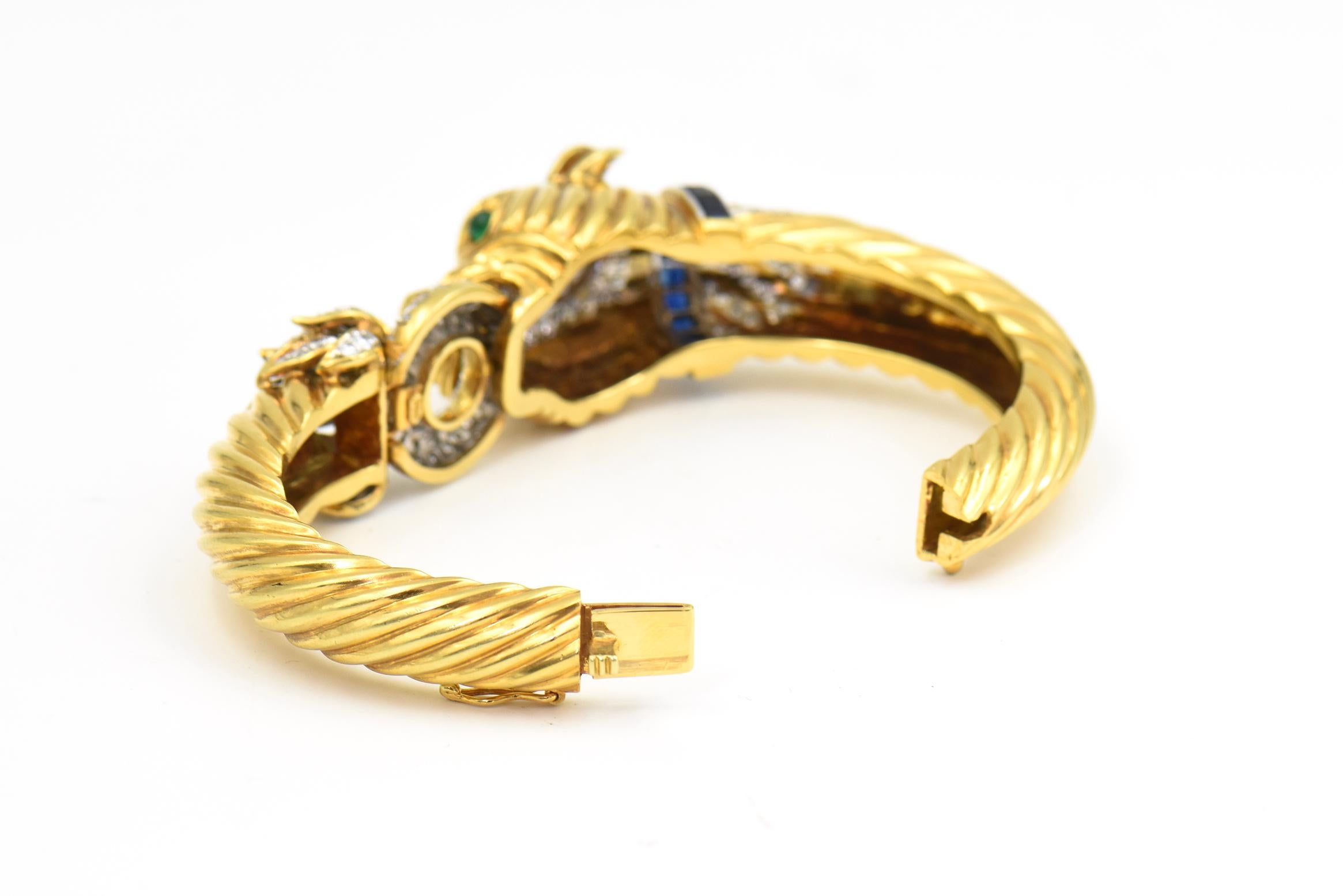 Pantera Diamante Rubí Esmeralda y Zafiro Pulsera de Oro en venta 6