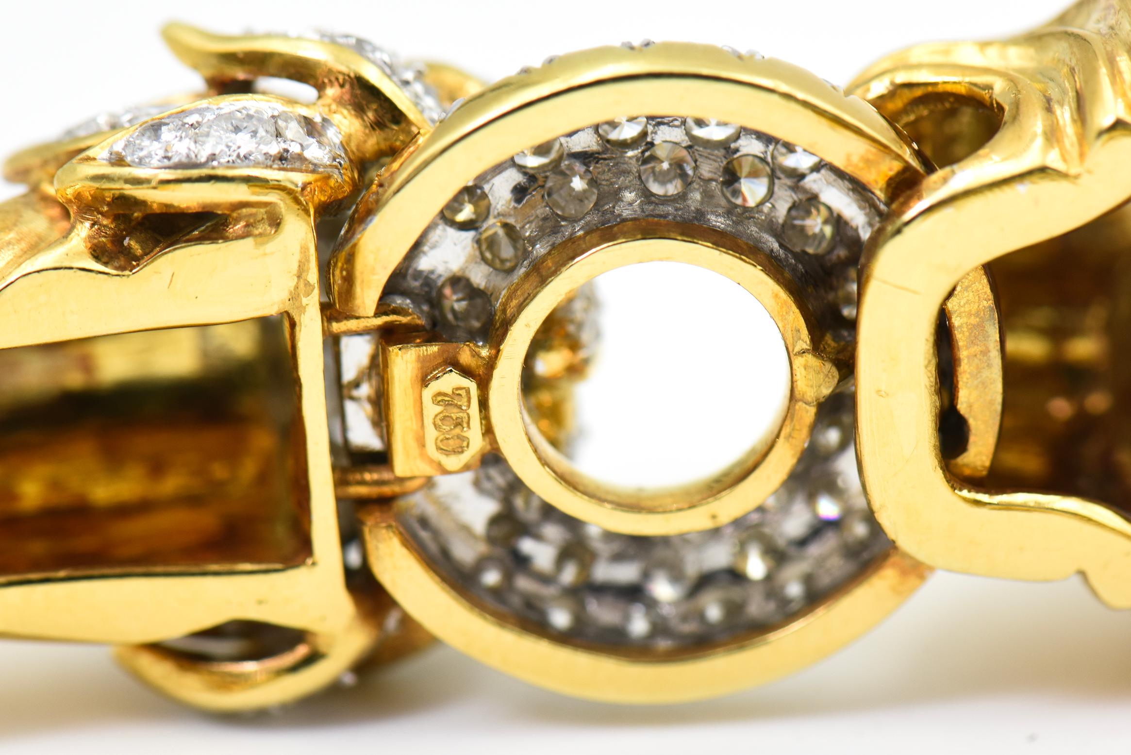 Pantera Diamante Rubí Esmeralda y Zafiro Pulsera de Oro en venta 7