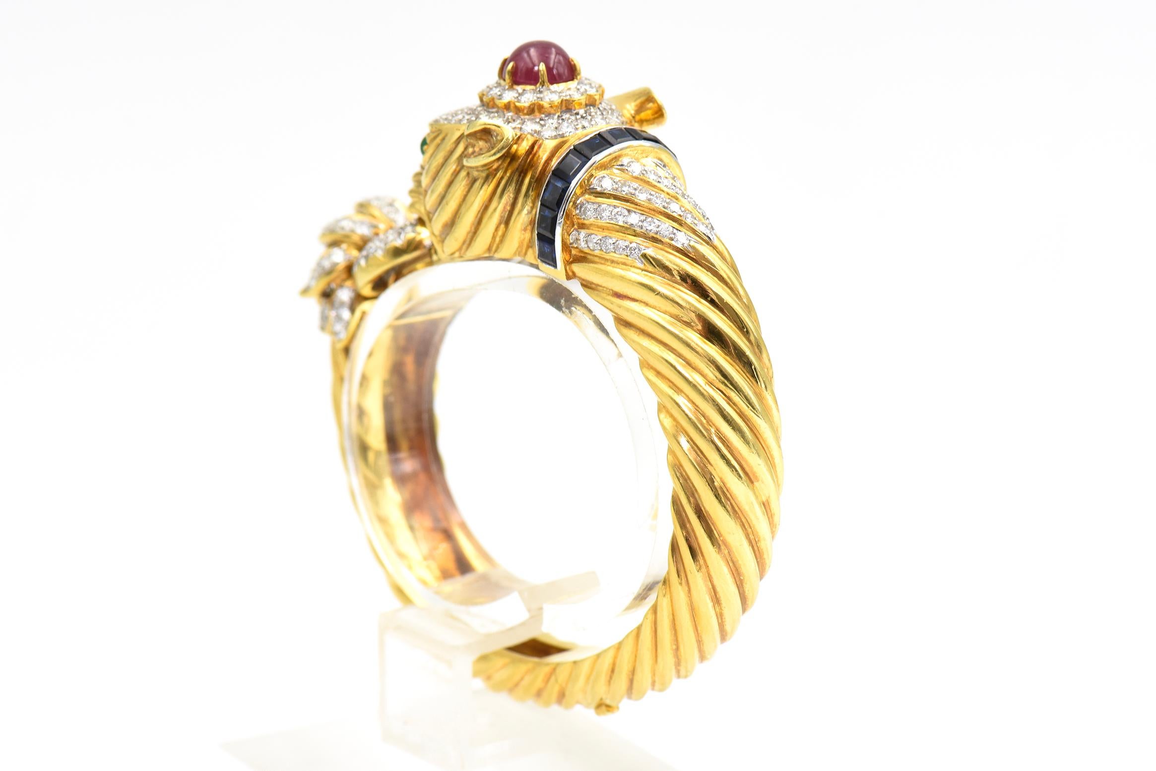 De las mujeres Pantera Diamante Rubí Esmeralda y Zafiro Pulsera de Oro en venta