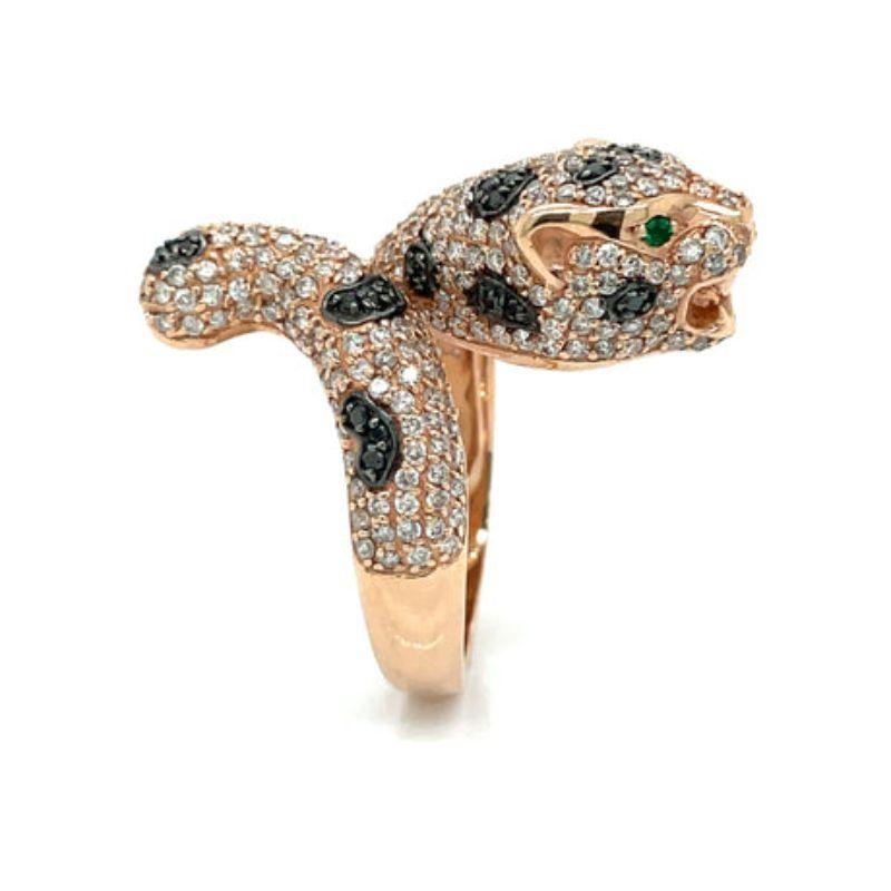 Bague Panthère Effy en or rose 14K, 1,75 CTW diamant et émeraude  Neuf - En vente à Derby, NY