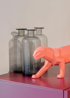 Panther Figurine. Coral matte