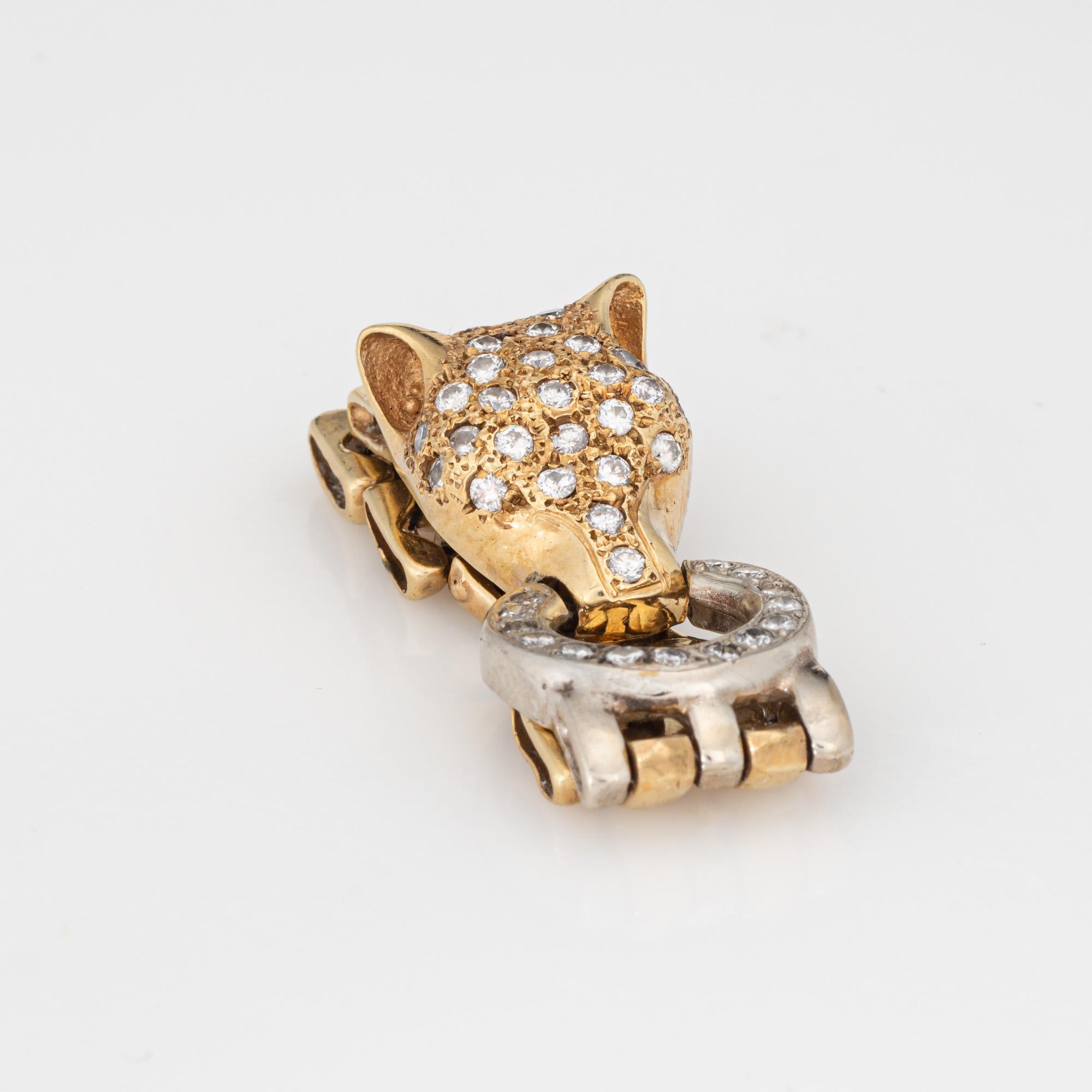 Panther Flex Ring Diamond Sz 6.5 Vintage 14k Gold Band Animal Jewelry A Link In condizioni buone in vendita a Torrance, CA