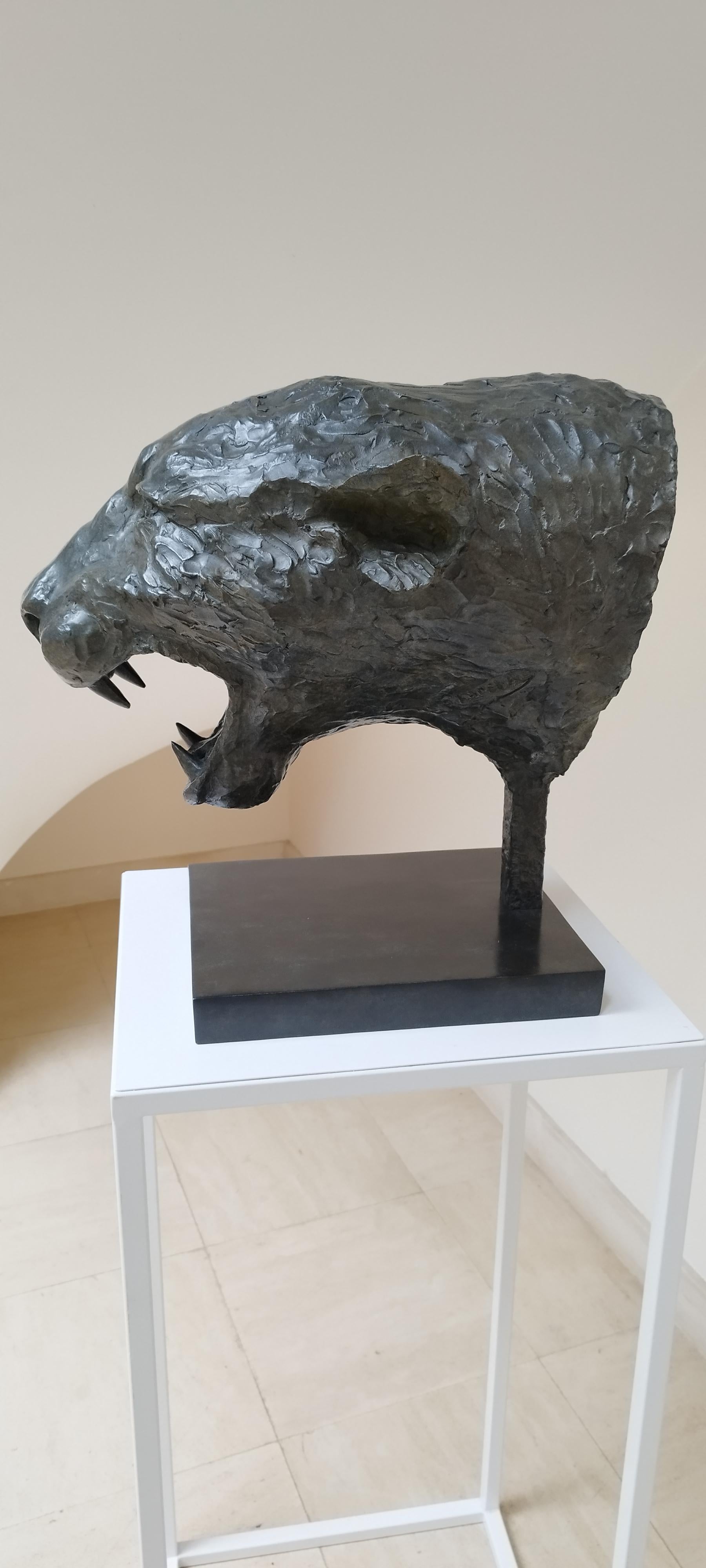 French Sculpture Panther Head bronze by Patrick LAROCHE  For Sale