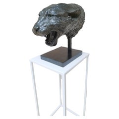 Panther head in bronze by Patrick Laroche