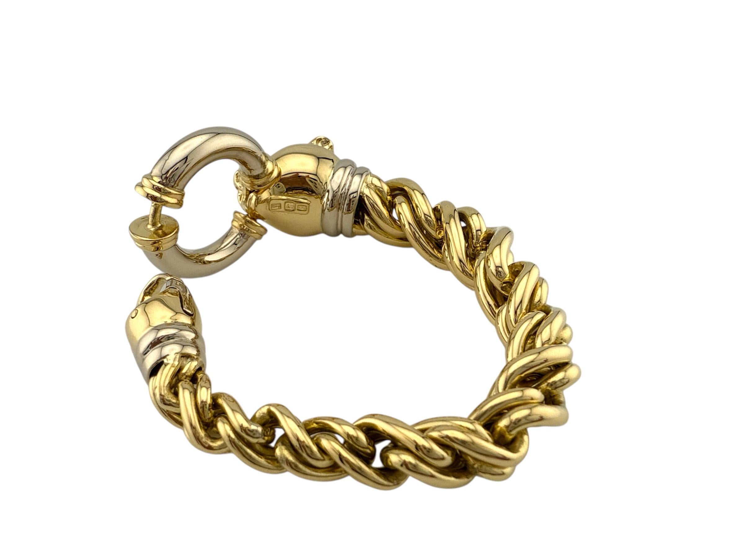 Pulsera Link Cabeza de Pantera con Zafiros Azules en Oro Blanco y Amarillo de 18k en venta 6