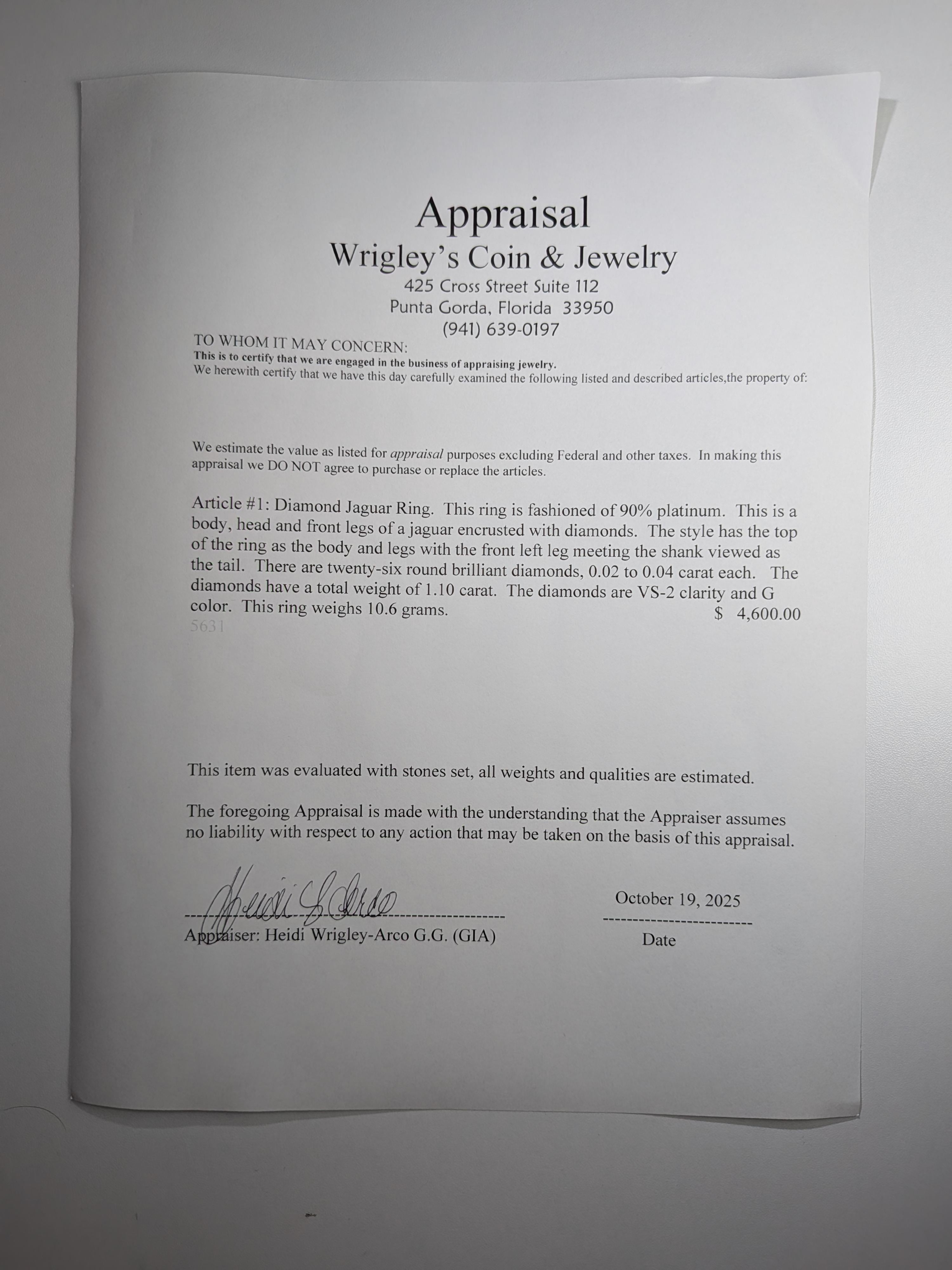 Panther Leopard Jaguar Cheetah Platinum ring. Diamond Encrusted Head band. in vendita 7