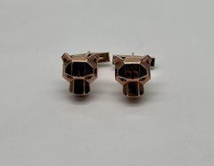 Panther Leopard Jaguar Lion 14K Rose Gold Green Emeralds Eye Statement Cufflinks
