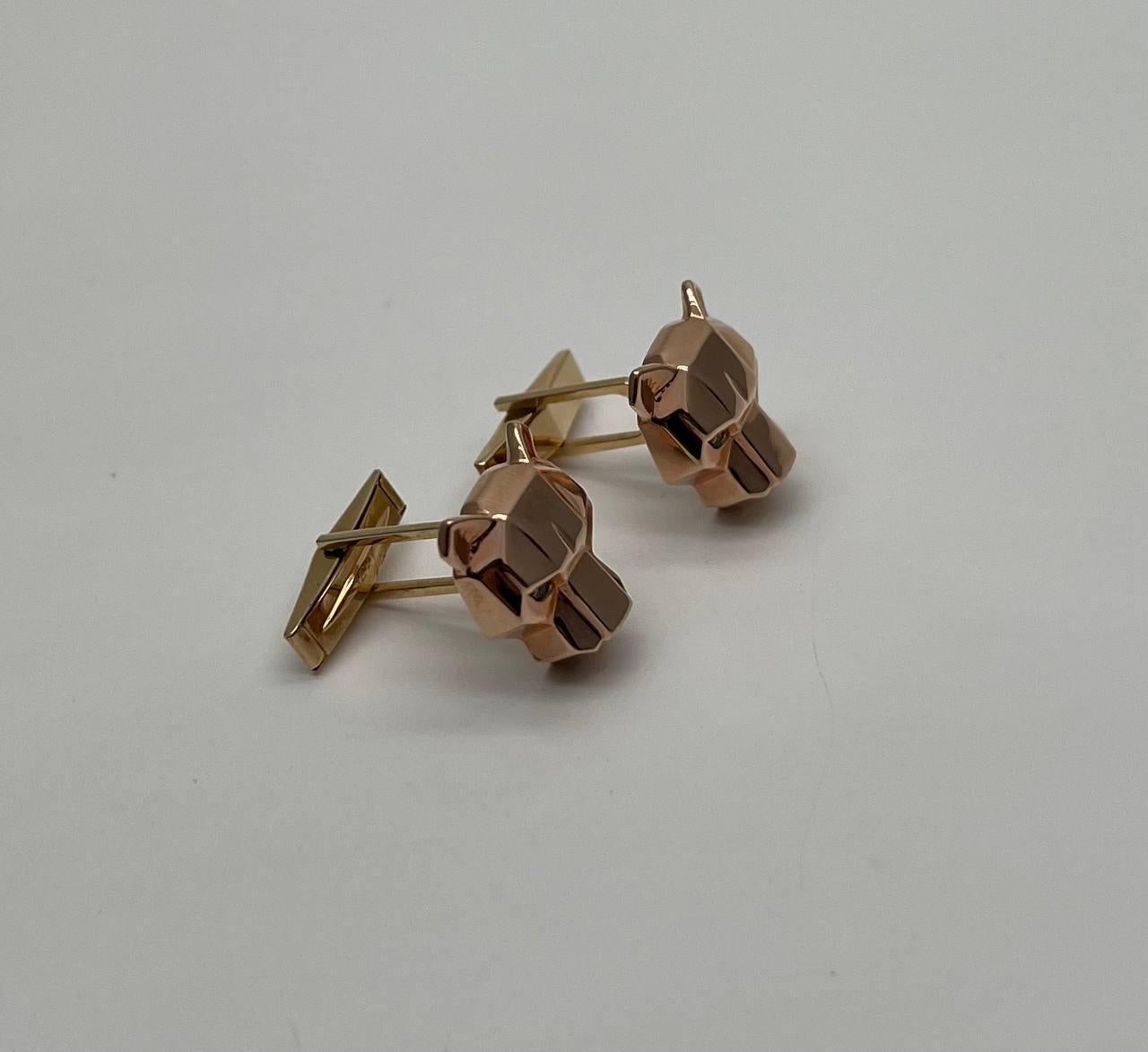 Contemporaneo Gemelli con occhio di pantera leopardo giaguaro leone in oro rosa 14K con smeraldi verdi in vendita