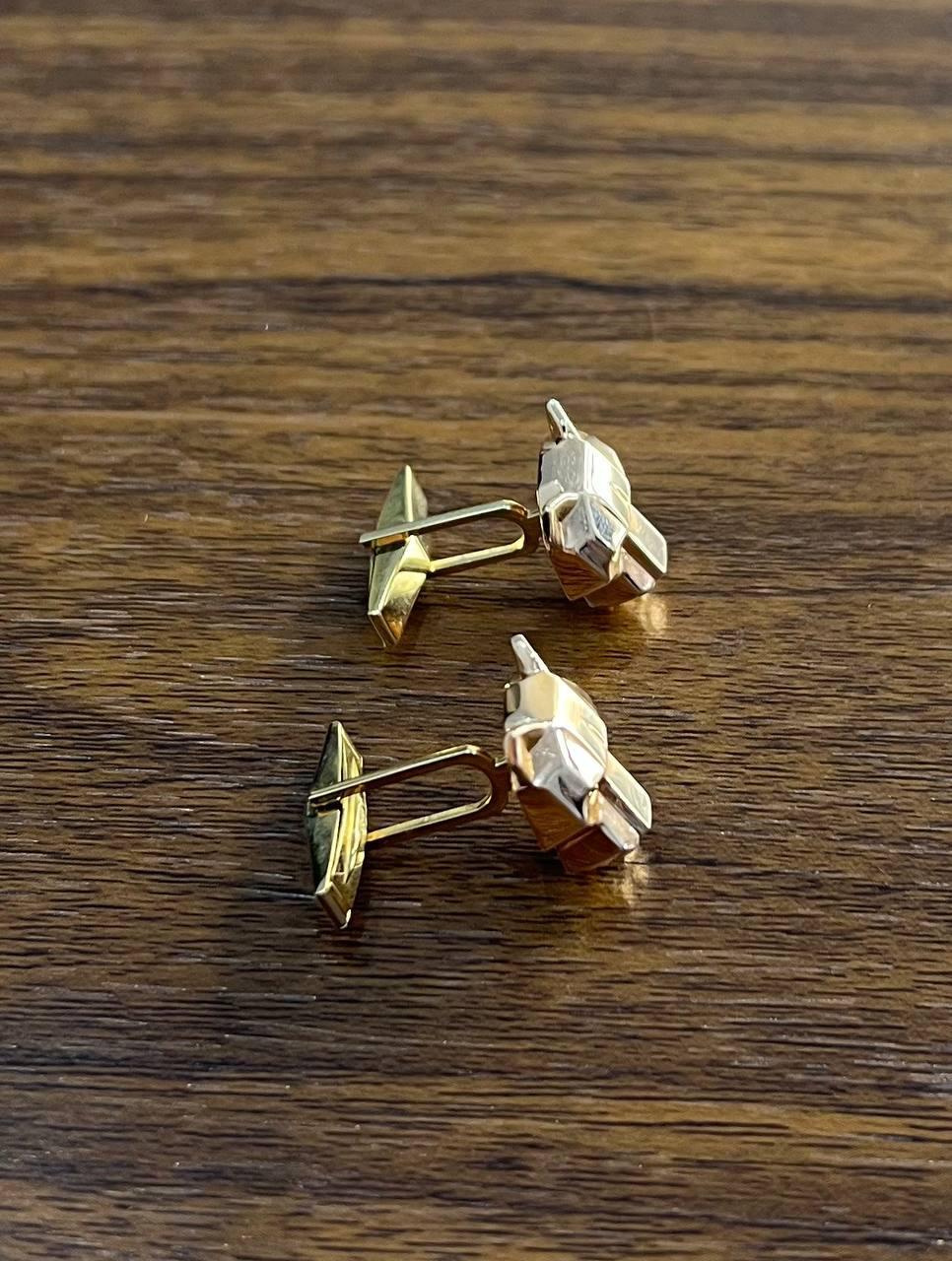 Gemelli con occhio di pantera leopardo giaguaro leone in oro rosa 14K con smeraldi verdi in vendita 3