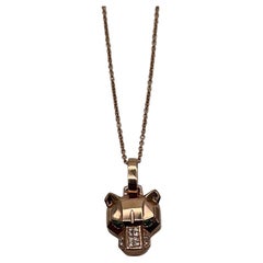 Panther Leopard Jaguar Lion Rose Gold Green Emerald Eye Diamond Pendant Necklace