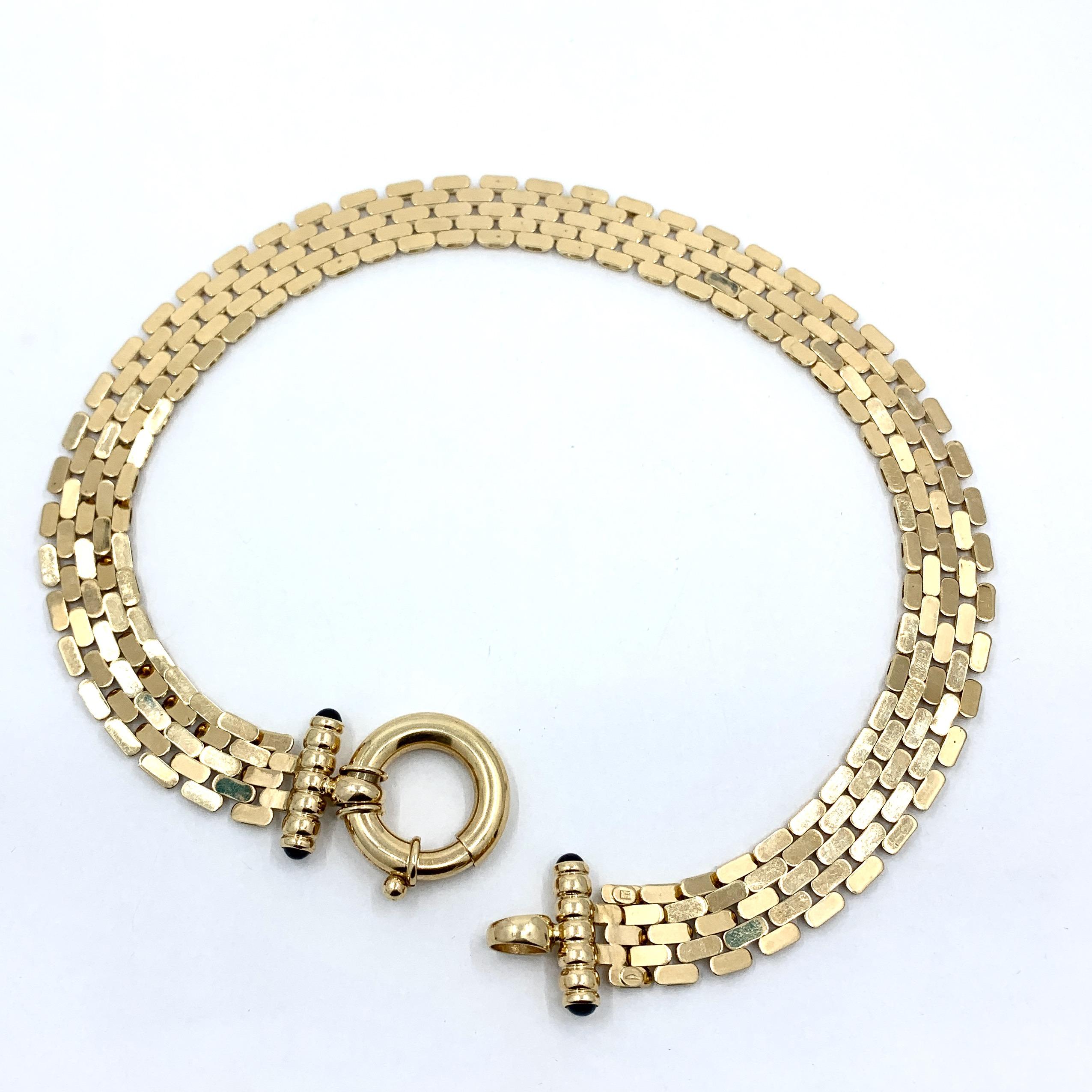 Panther Link Chain Necklace with Oversized Bolt Ring in Yellow Gold 1