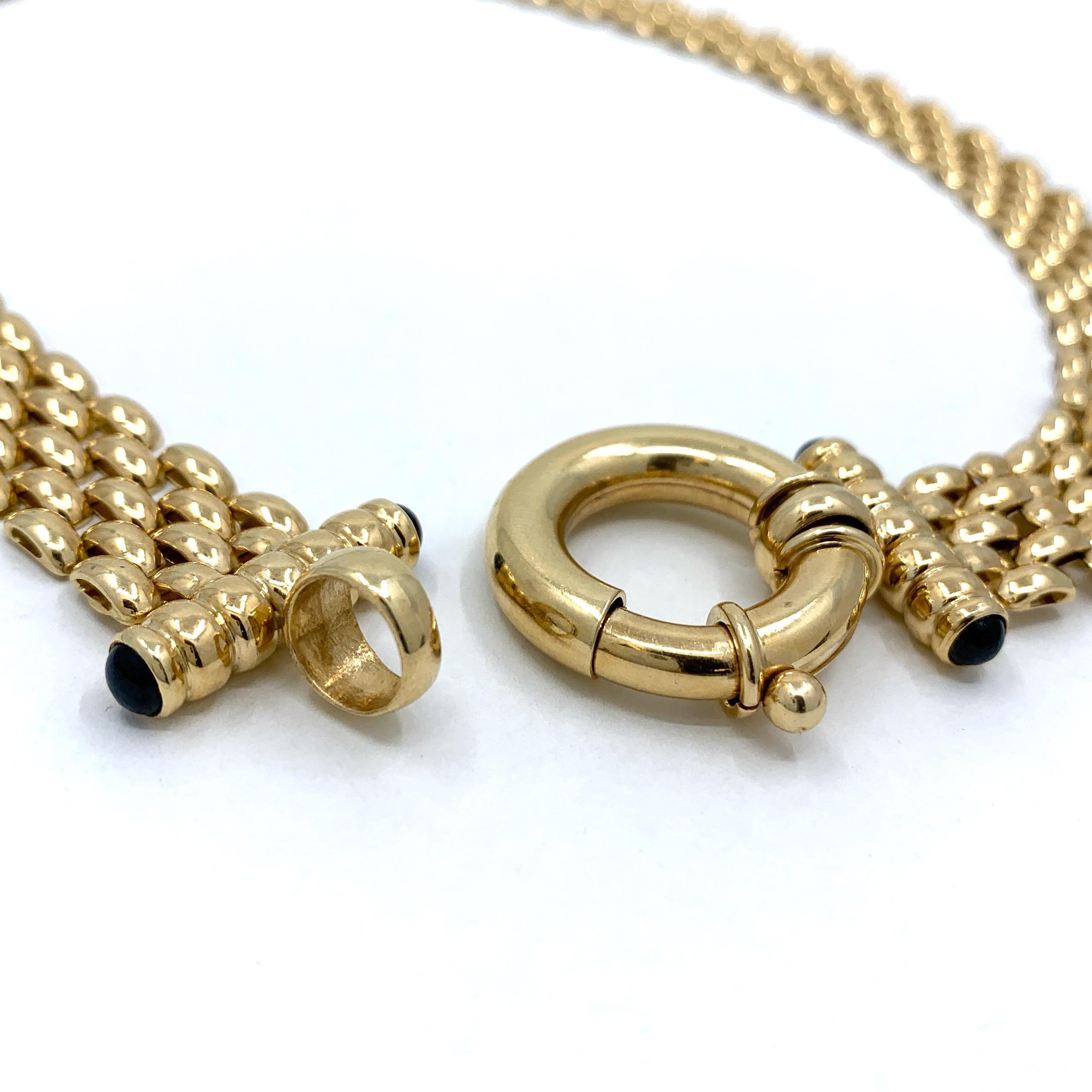 Panther Link Chain Necklace with Oversized Bolt Ring in Yellow Gold 2