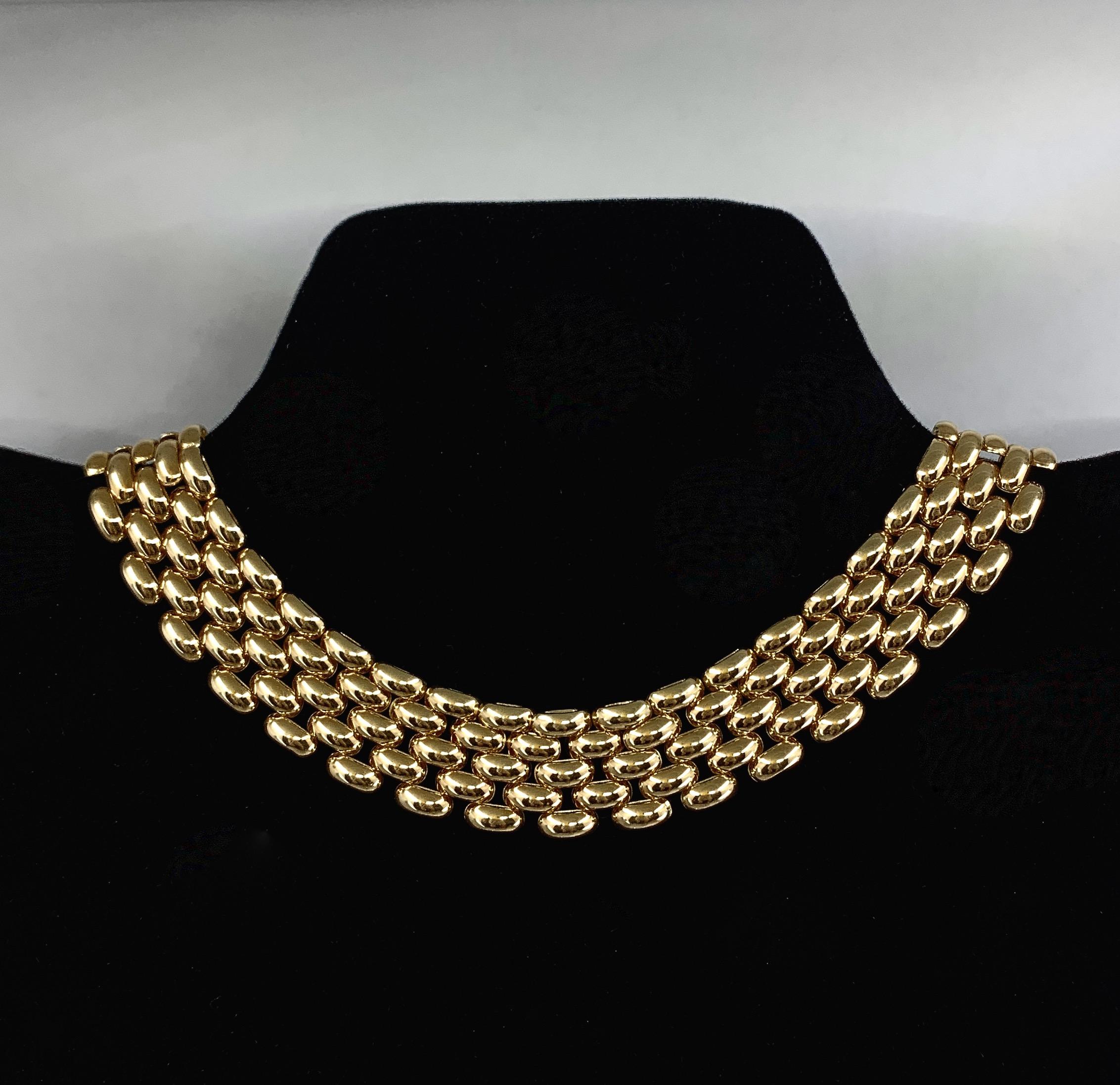 Contemporary Panther Link Chain Necklace with Oversized Bolt Ring in Yellow Gold