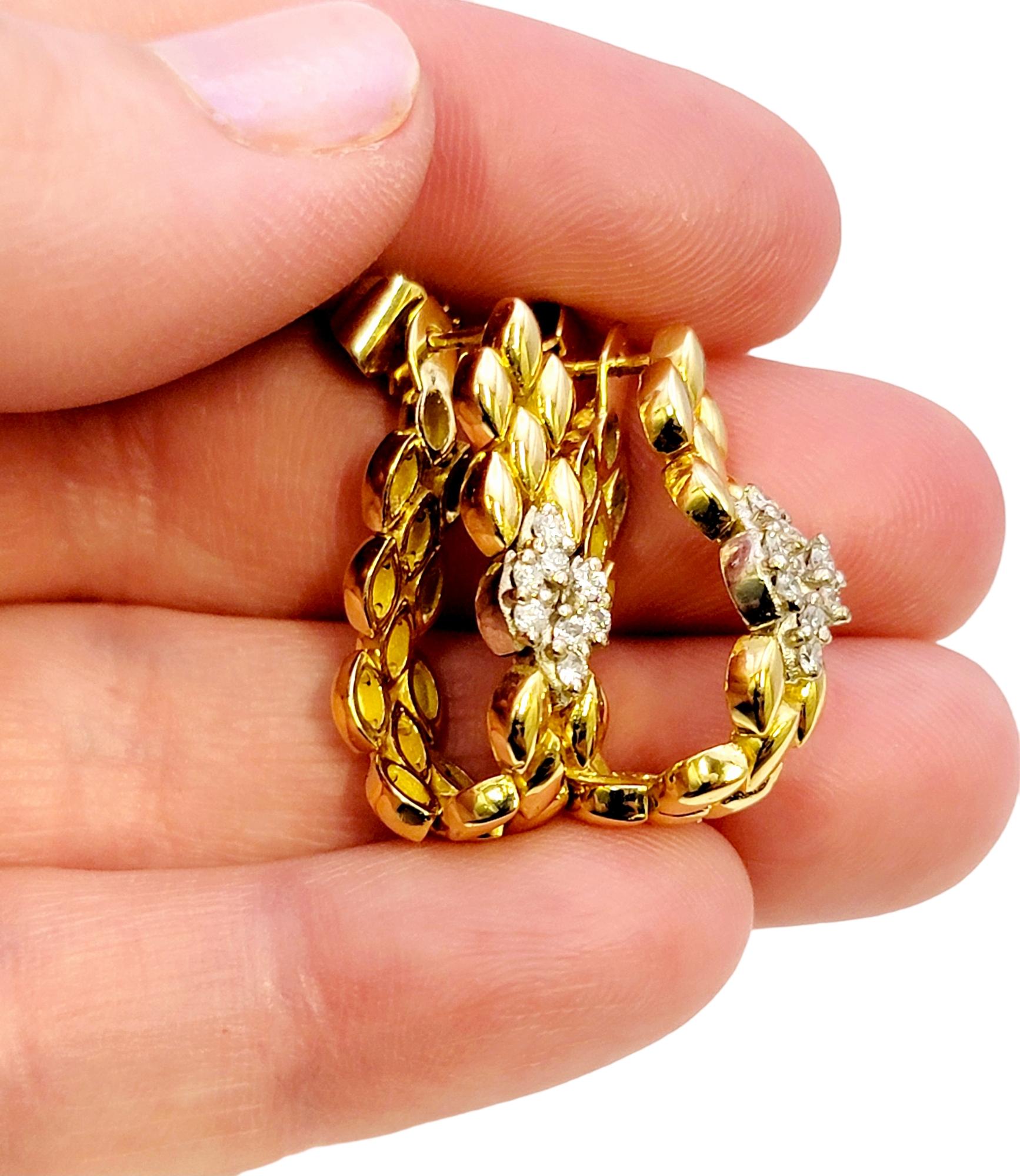 Panther Link Convertible Drop / Hoop Earrings with Diamonds in 18 Karat Gold For Sale 4