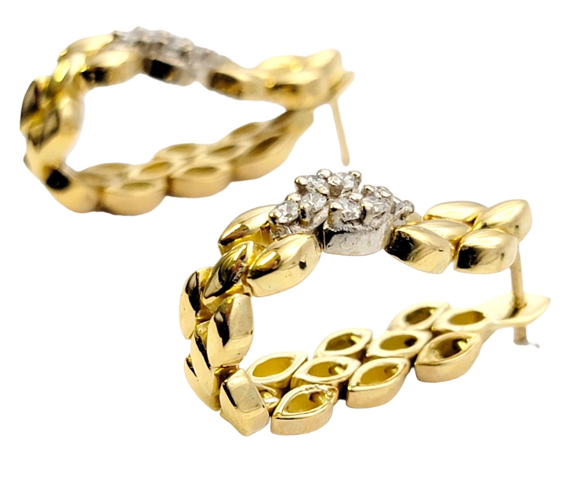 Contemporary Panther Link Convertible Drop / Hoop Earrings with Diamonds in 18 Karat Gold For Sale