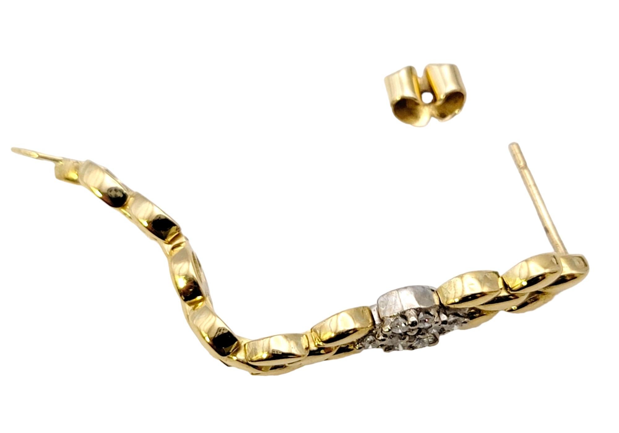 Panther Link Convertible Drop / Hoop Earrings with Diamonds in 18 Karat Gold For Sale 1