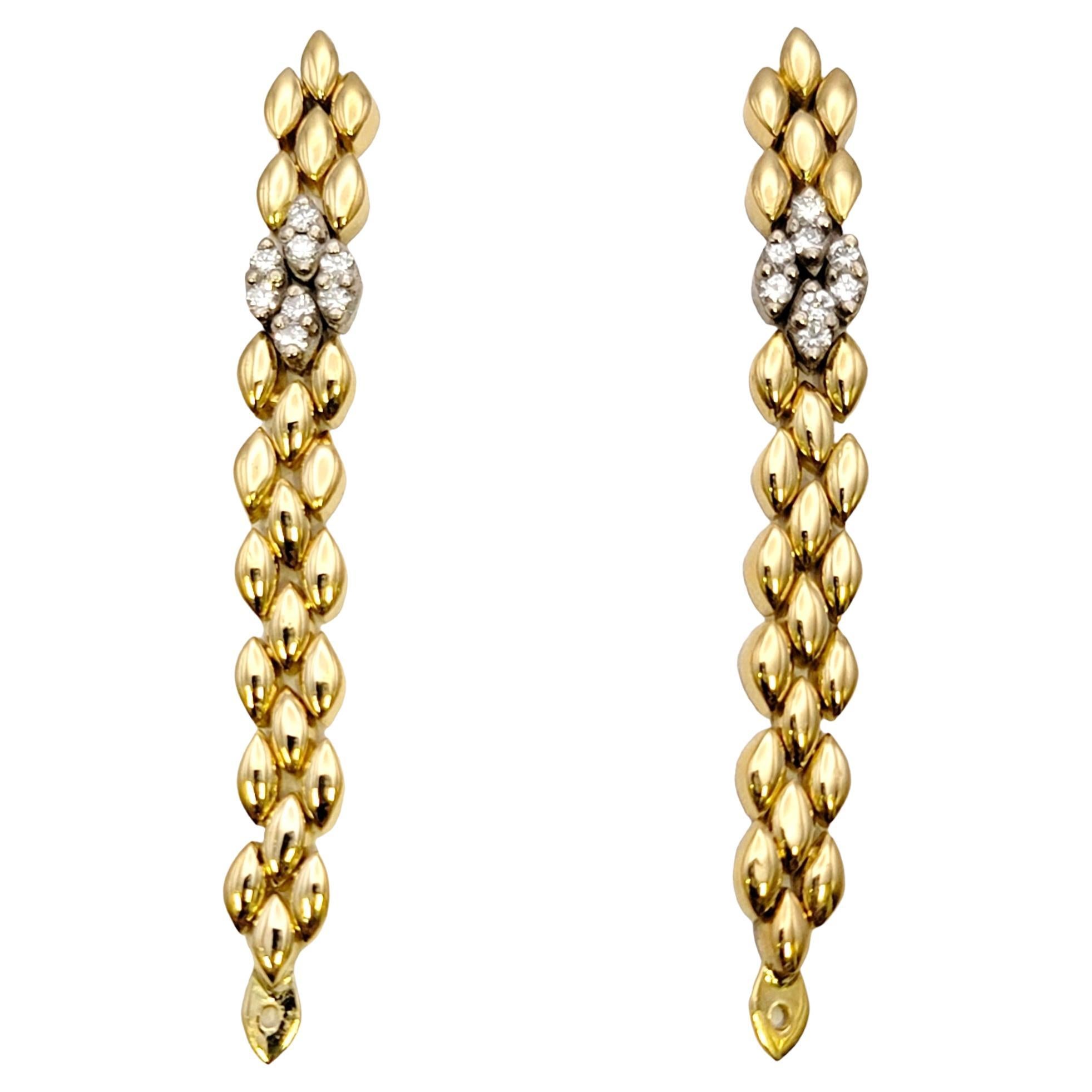 Boucles d'oreilles pendantes/créoles à maillons panthère convertibles en or 18 carats et diamants
