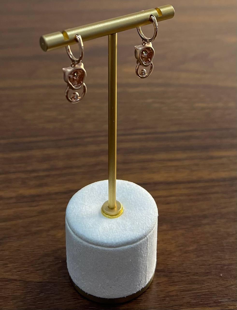 Panther Löwe Leopard Diamant 14K Roségold Statement-Ohrringe mit Smaragd im Angebot 5