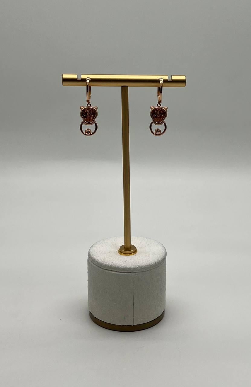 Panther Löwe Leopard Diamant 14K Roségold Statement-Ohrringe mit Smaragd im Zustand „Neu“ im Angebot in Oakton, VA