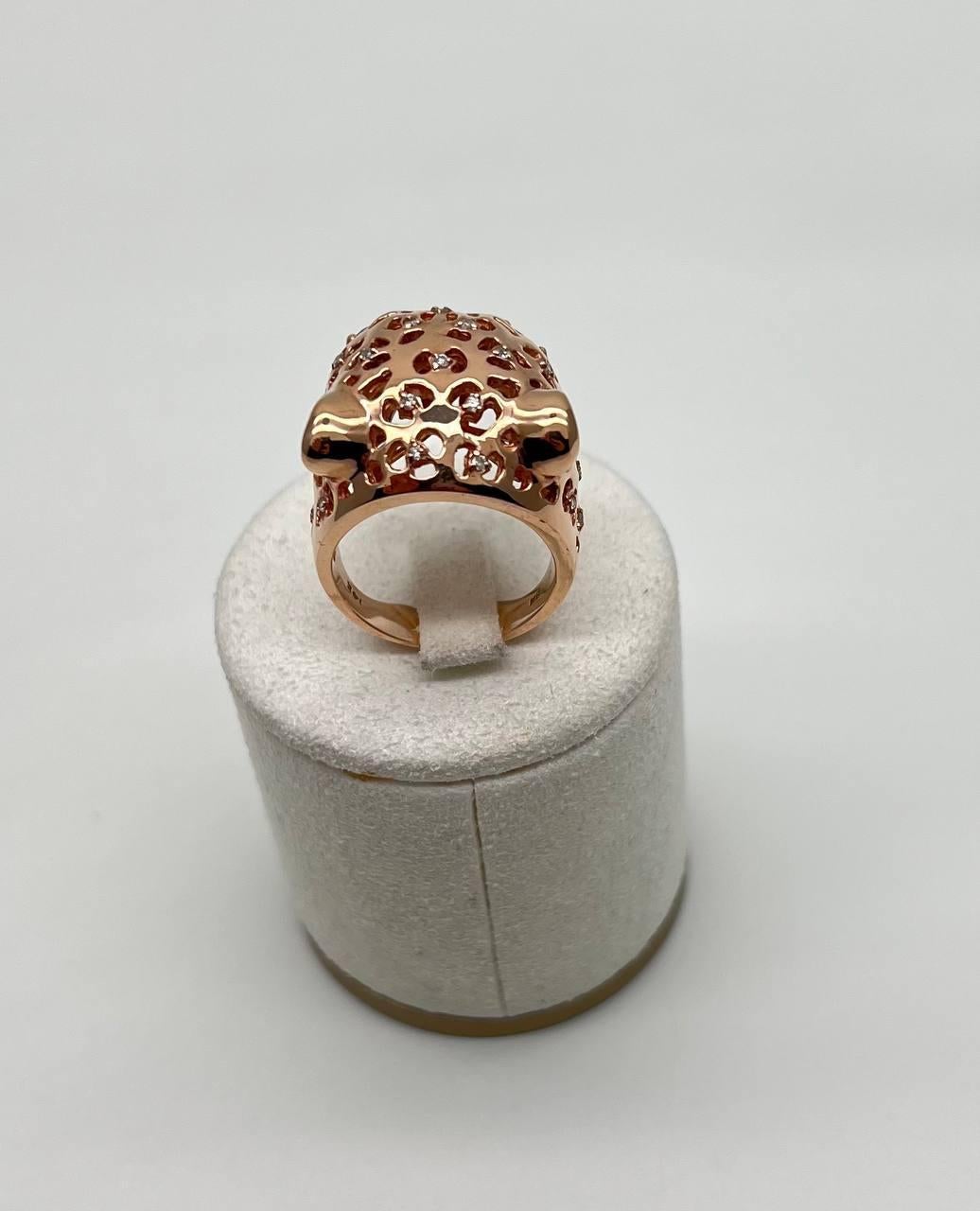 Panther Lioness Leopard Diamonds Jaguar Gold Statement Full Finger Emerald Ring In New Condition For Sale In Oakton, VA