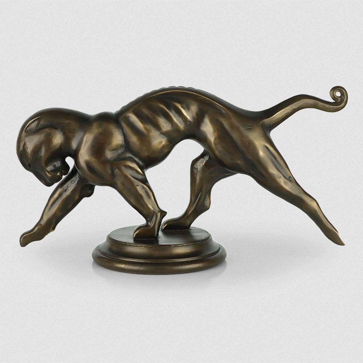 English Panther Mahogany Sculpture For Sale