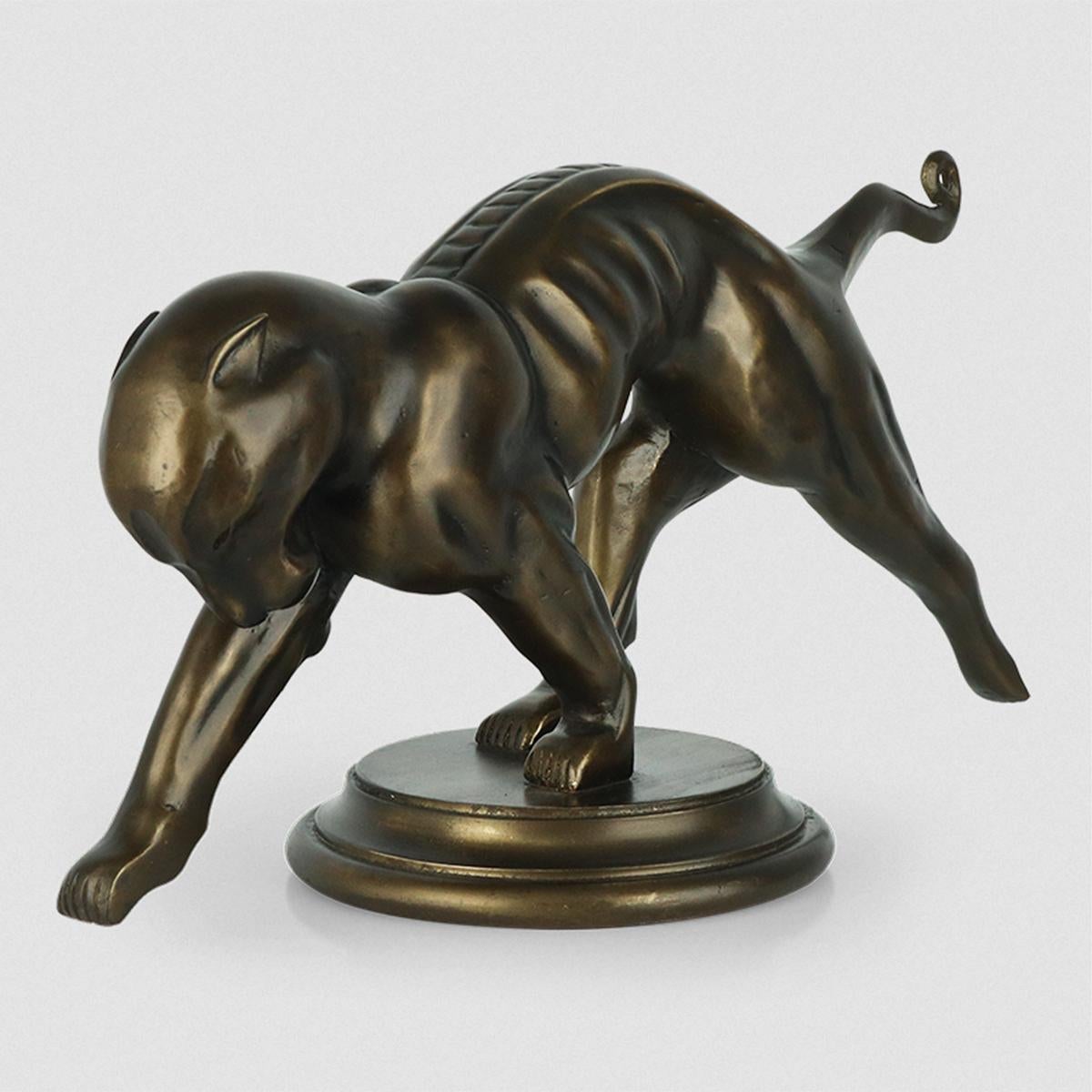 Hand-Carved Panther Mahogany Sculpture For Sale