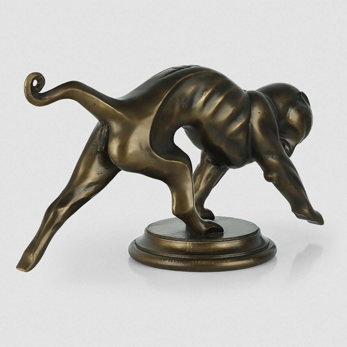 Bronze Panther Mahogany Sculpture For Sale