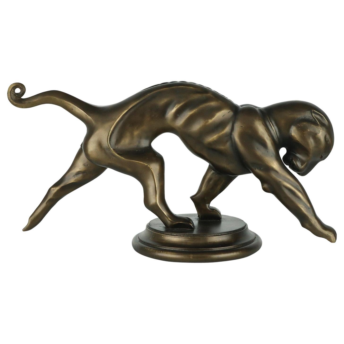 Panther Mahogany Sculpture For Sale
