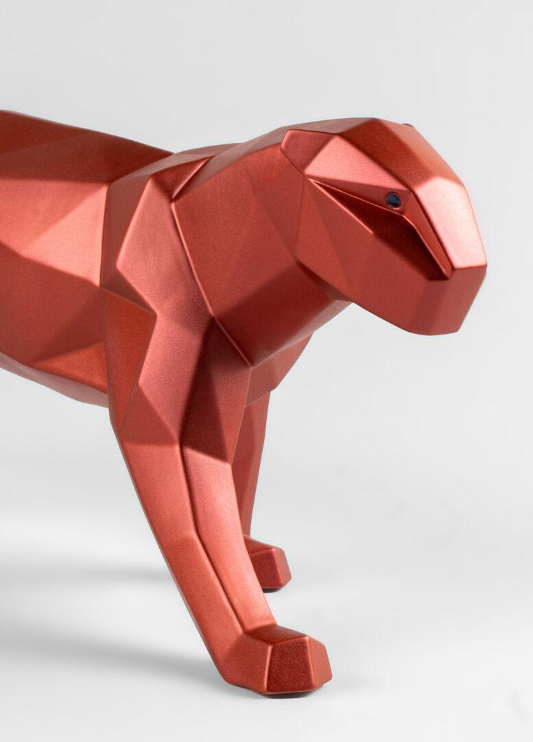 Contemporary Lladró Panther, Metallic Red