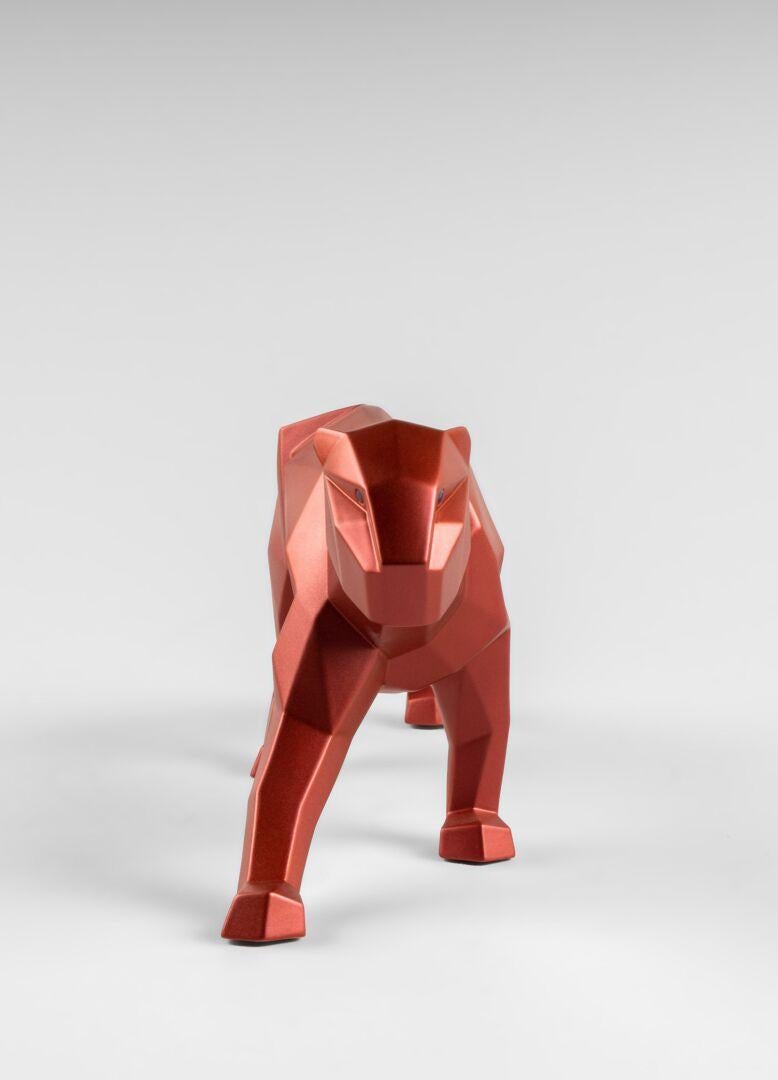 Porcelain Lladró Panther, Metallic Red