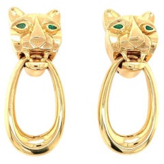 Panther Motif Dangle Earclips in 18K Yellow Gold, circa 1970s