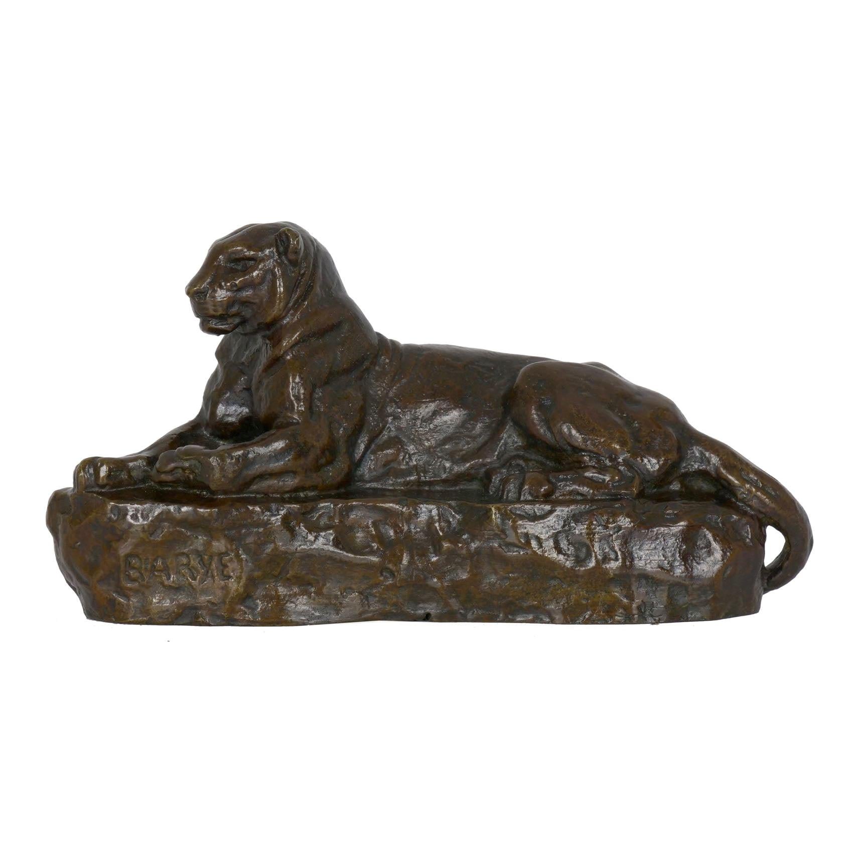 “Panther of India, no. 1” French Bronze Sculpture after Barye, F. Barbedienne
