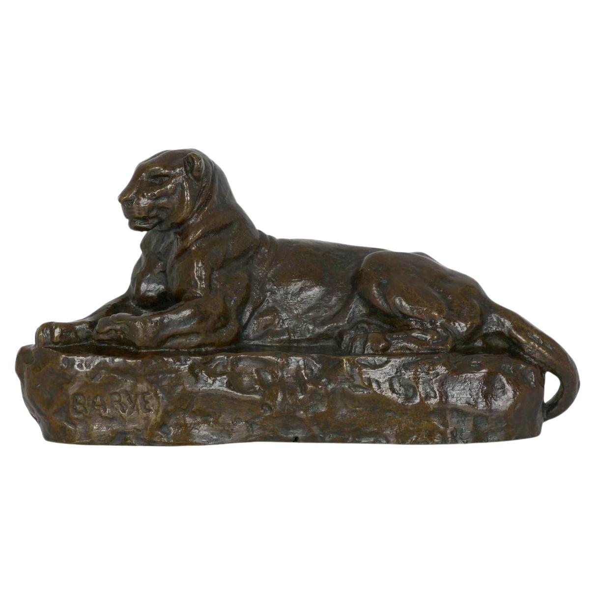 “Panther of India, No. 1” French Bronze Sculpture After Barye, F. Barbedienne