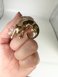 Panther Pendant Necklace 14K Yellow Gold Large Pendant Necklace Animal Jaguar