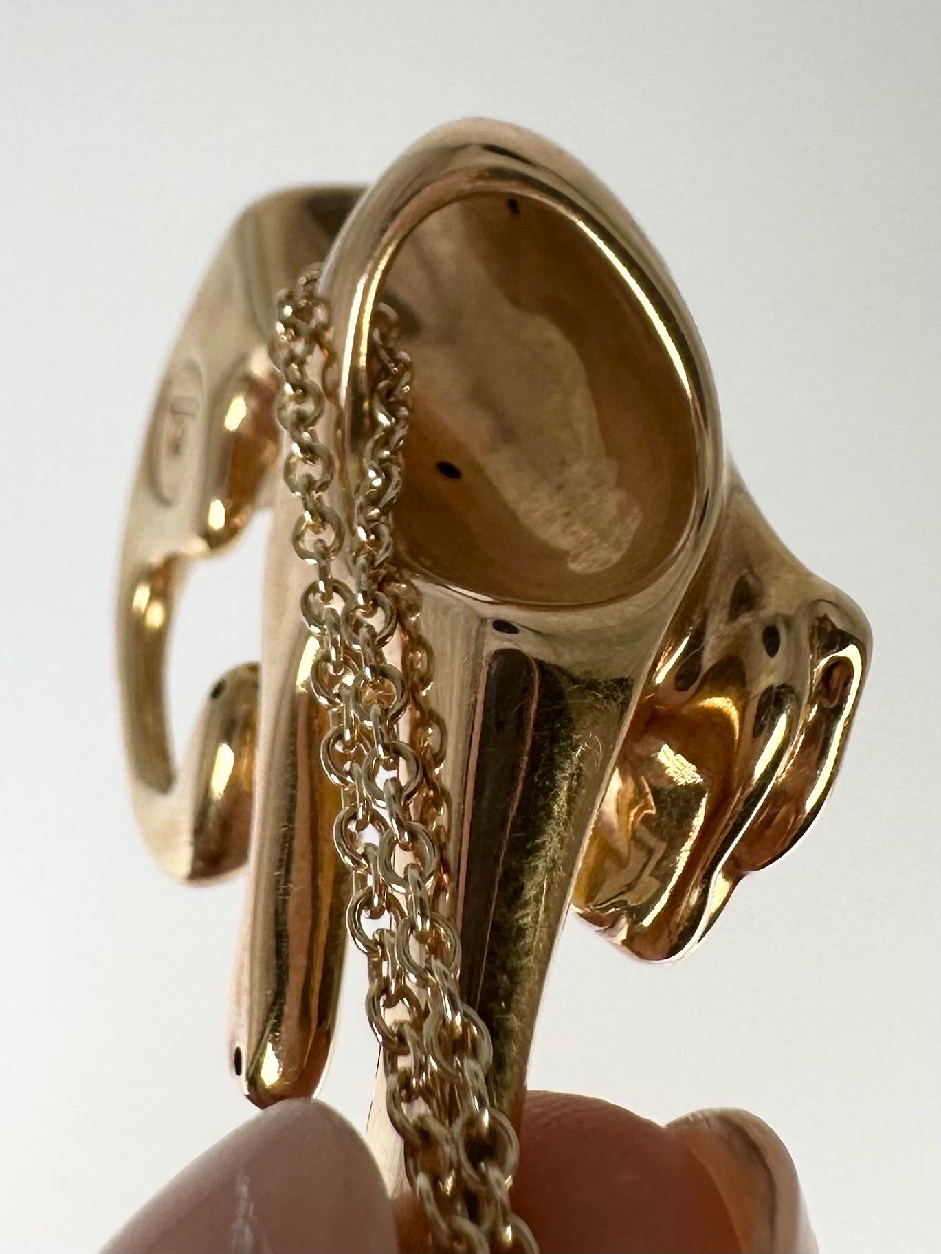 Collier à pendentif panthère en or jaune 14 carats, grand collier à pendentif animal jaguar en vente 1