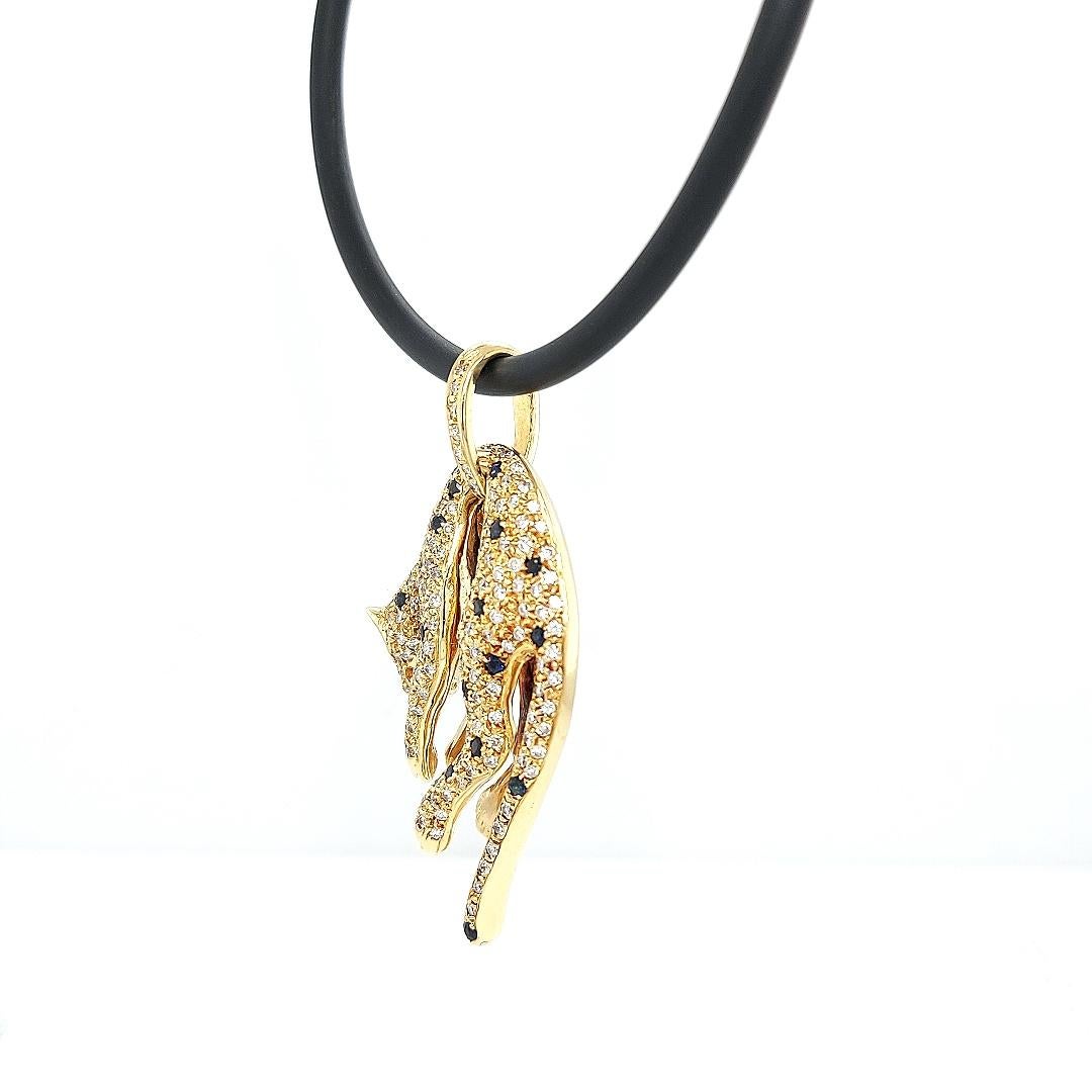 18 kt Panther Pendant with Diamonds, Sapphire, Ruby For Sale 2