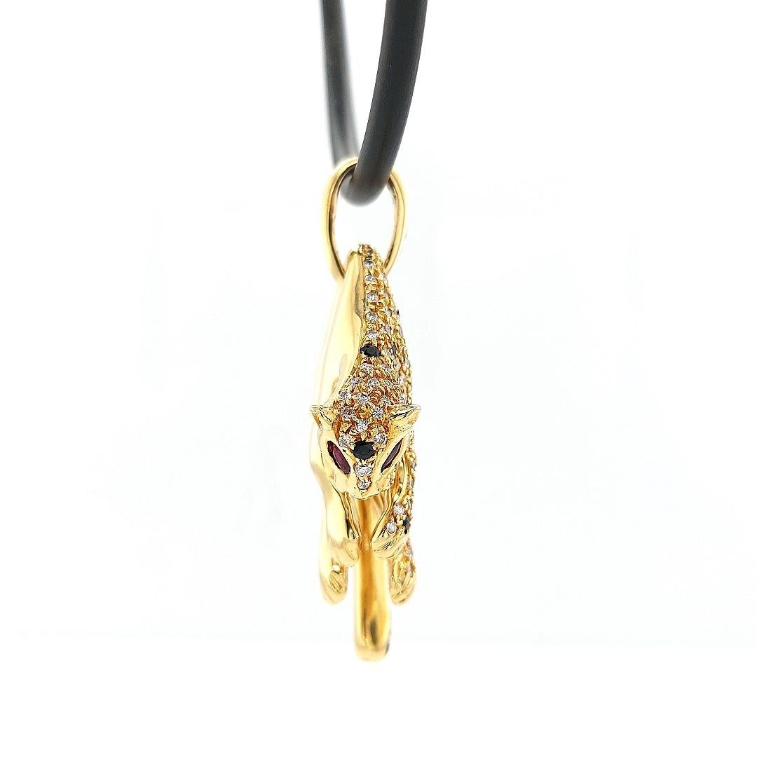 Colgante Pantera 18 kt con Diamantes, Zafiro, Rubí en venta 8