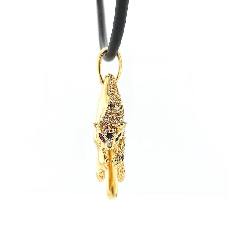 18 kt Panther Pendant with Diamonds, Sapphire, Ruby For Sale 8
