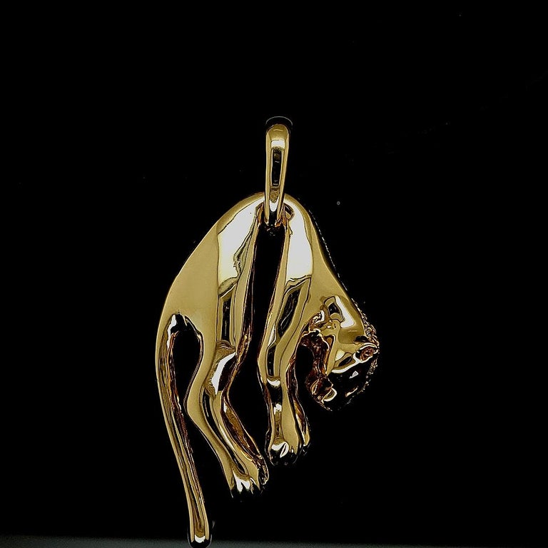 18 kt Panther Pendant with Diamonds, Sapphire, Ruby For Sale 10