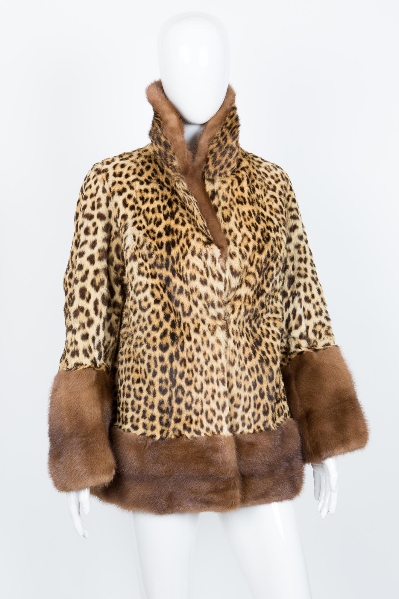 Panther Print Mink Coat 1950s In Good Condition In Paris, FR