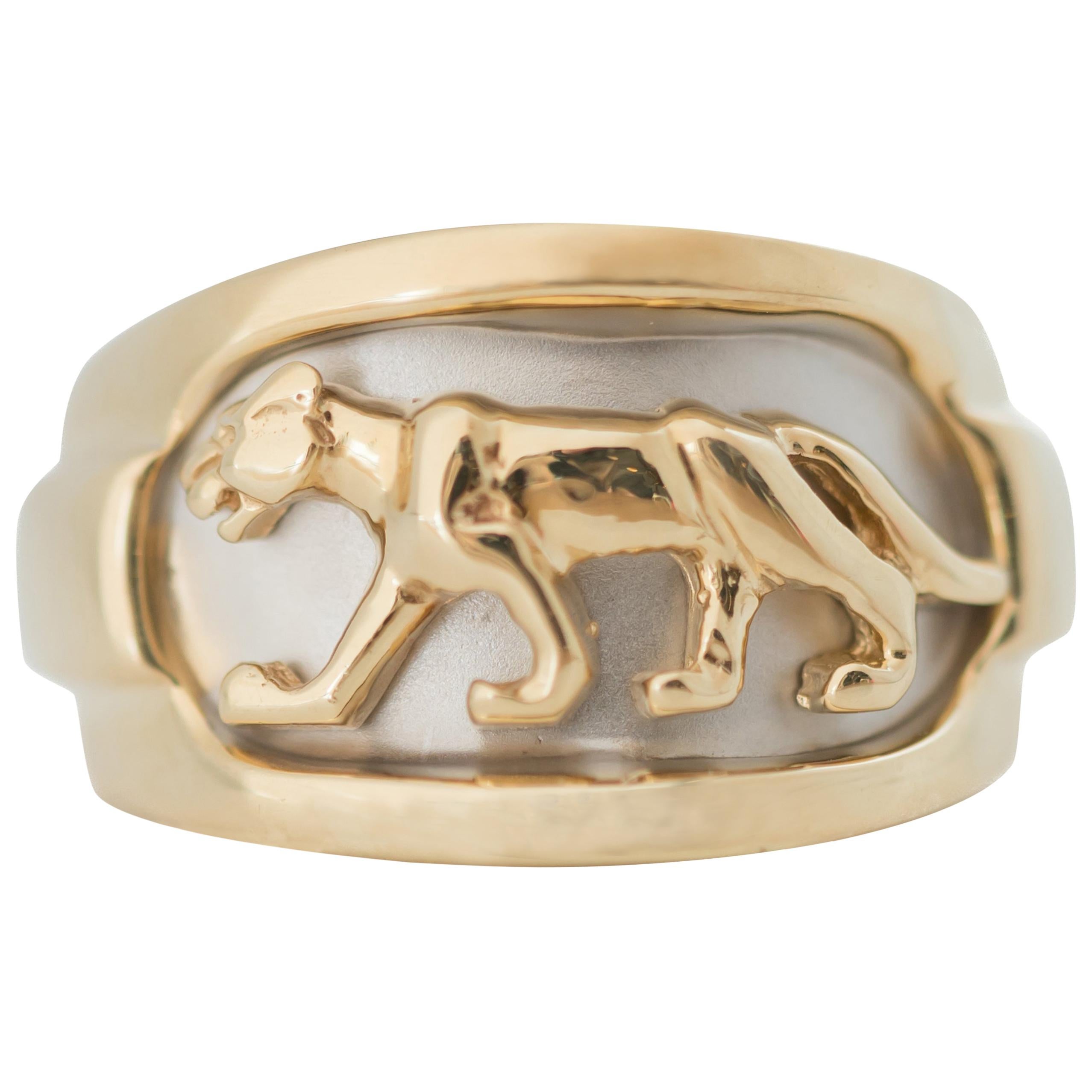 Panther Ring in 14 Karat Gold For Sale