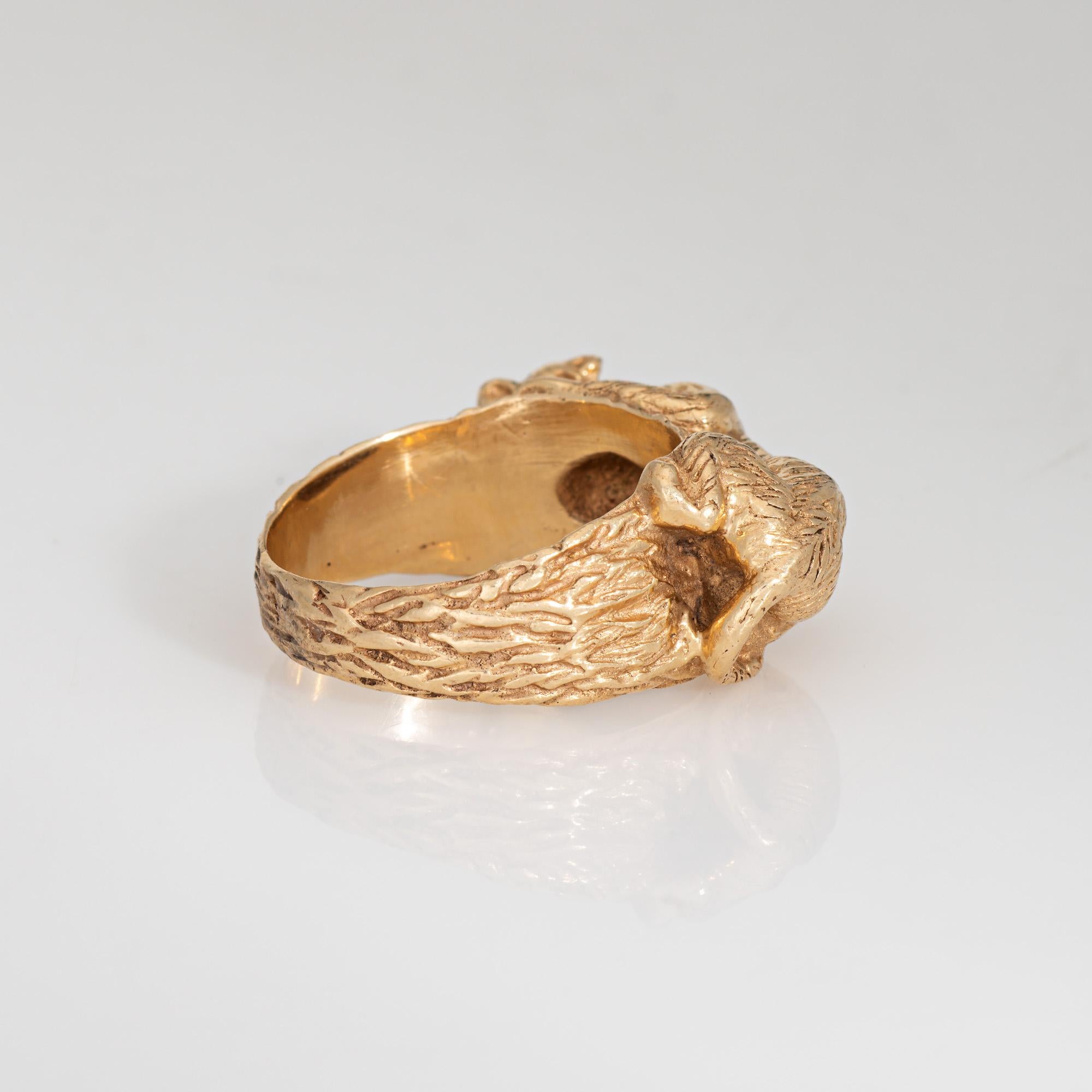 Panther Ring Vintage Heavy 16.6 gm 14k Yellow Gold Fine Animal Jewelry Sz 8.75 For Sale 2