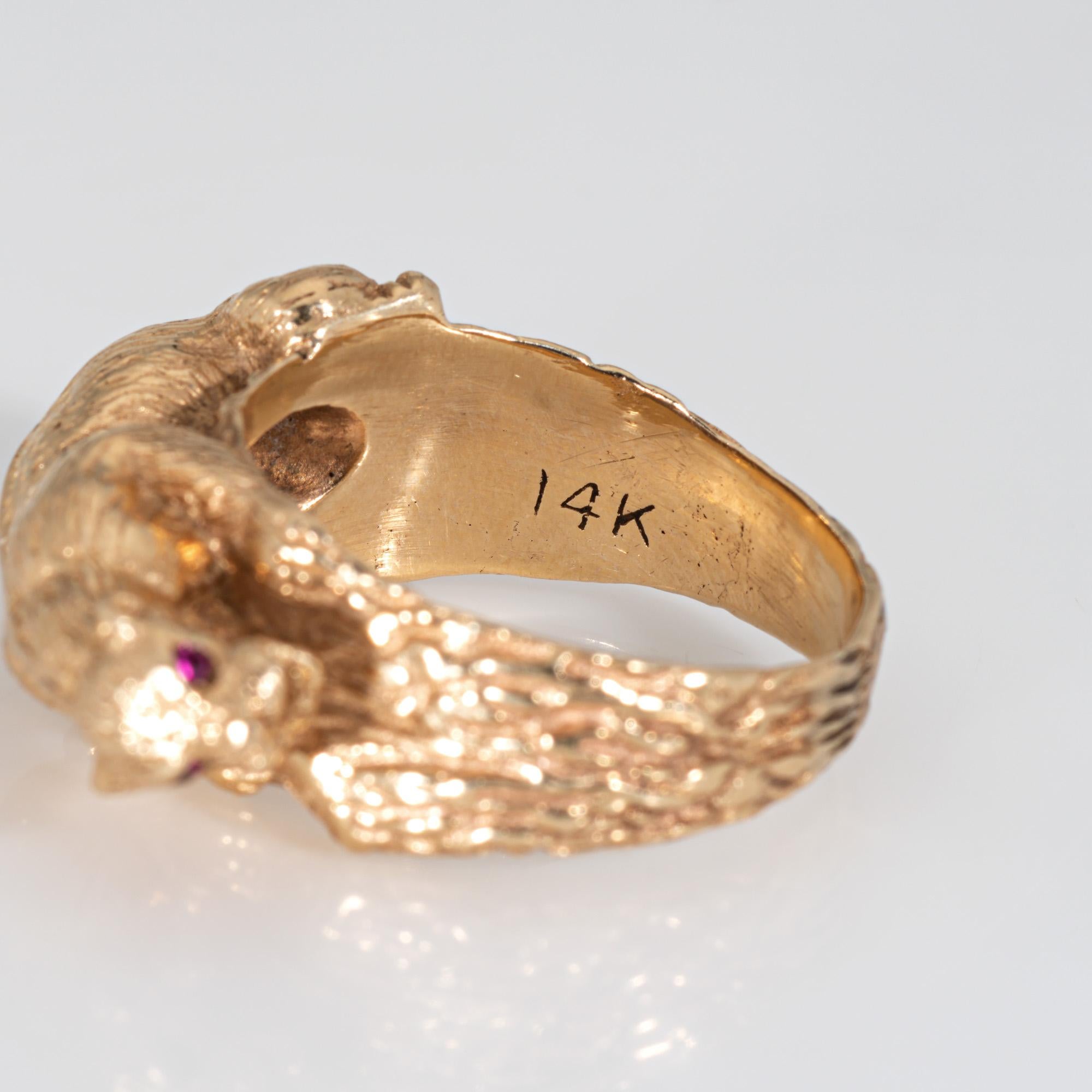 Panther Ring Vintage Heavy 16.6 gm 14k Yellow Gold Fine Animal Jewelry Sz 8.75 For Sale 4