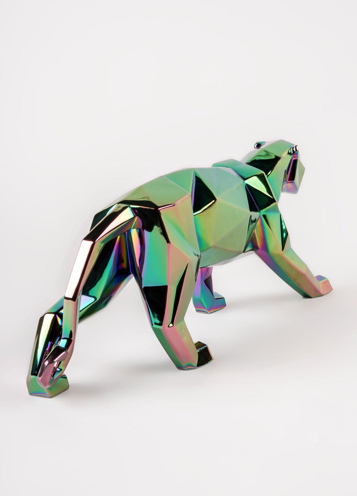 Hand-Crafted Panther Sculpture. Iridiscent For Sale