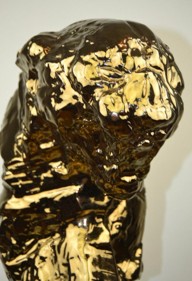 Effet bronze Sculpture de panthère Patrick Villas , Royal Boch , édition limitée en vente