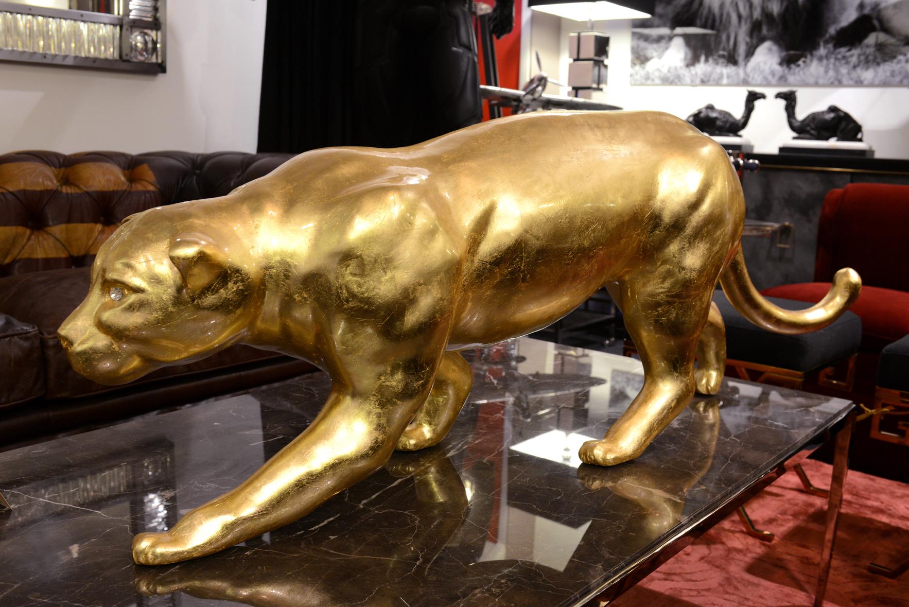 Panther Sculpture Resin in Gold Finish,
Eyes in SWAROVSKI Crystals.
Numbered and limited Edition.