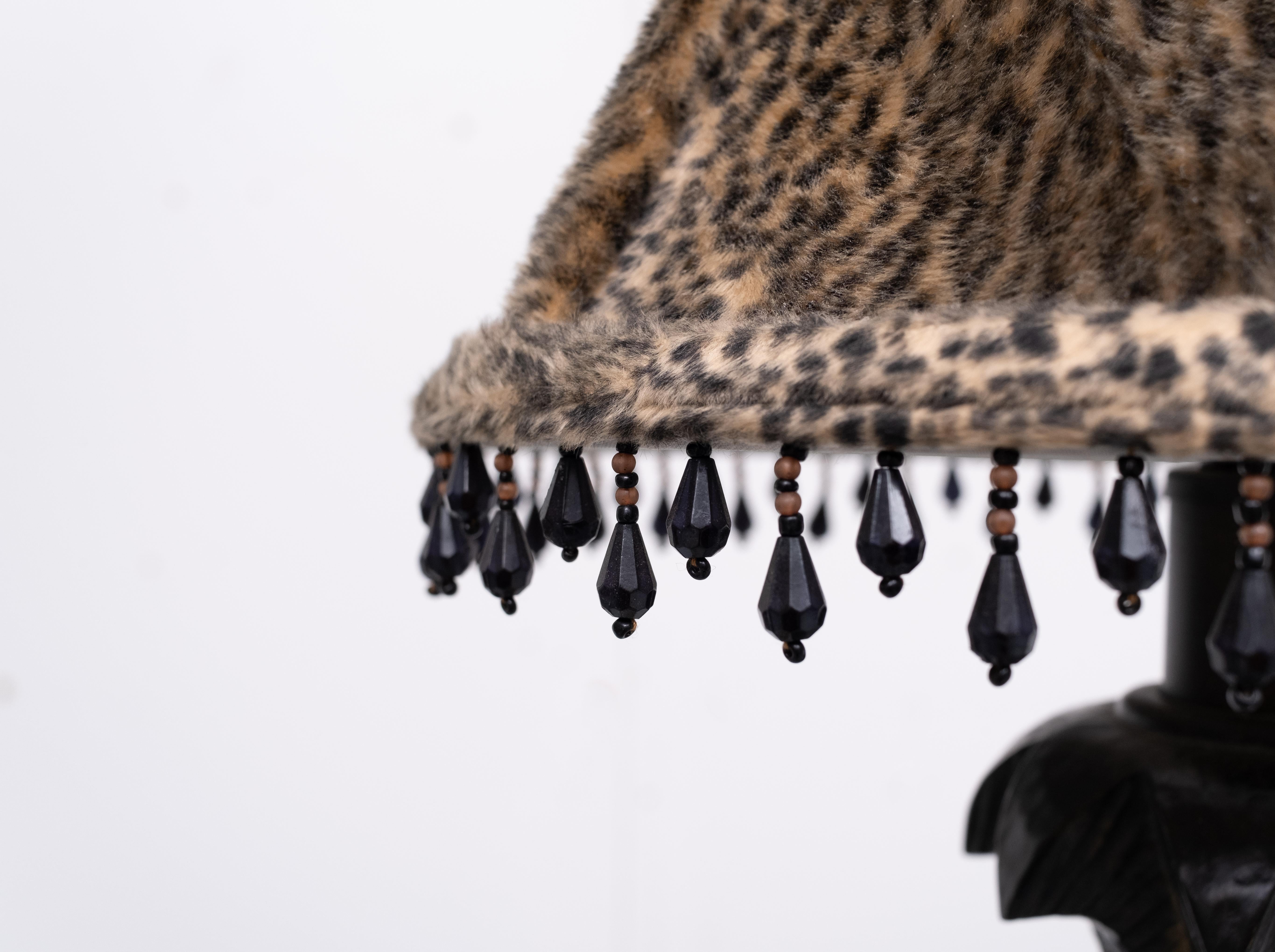 Central African Panther Shade Table Lamps